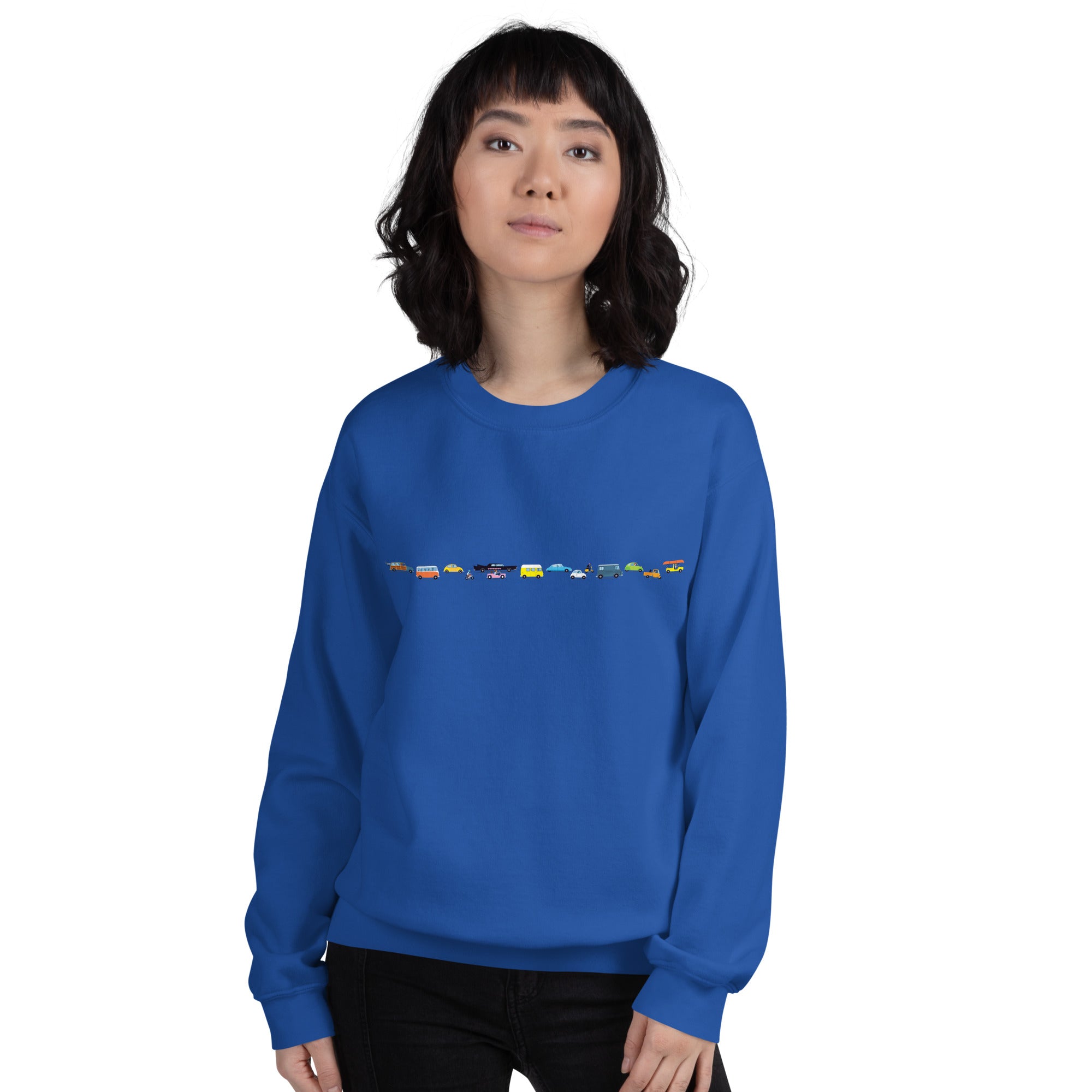 Sweat Unisexe à Col Rond Vintage Cars Traffic Jam sur couleurs claires