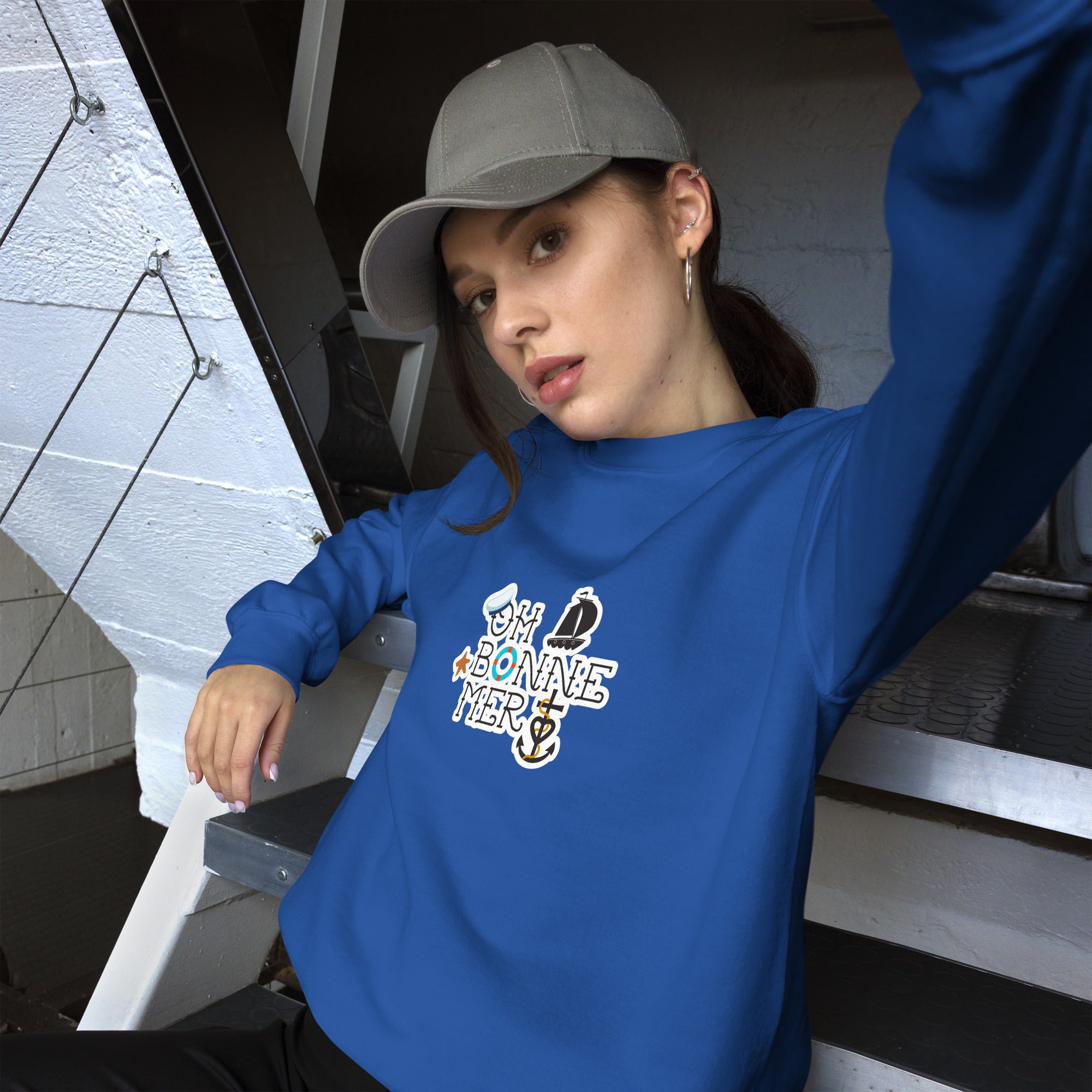 Sweat Unisexe à Col Rond Oh Bonne Mer 3 sur couleurs claires