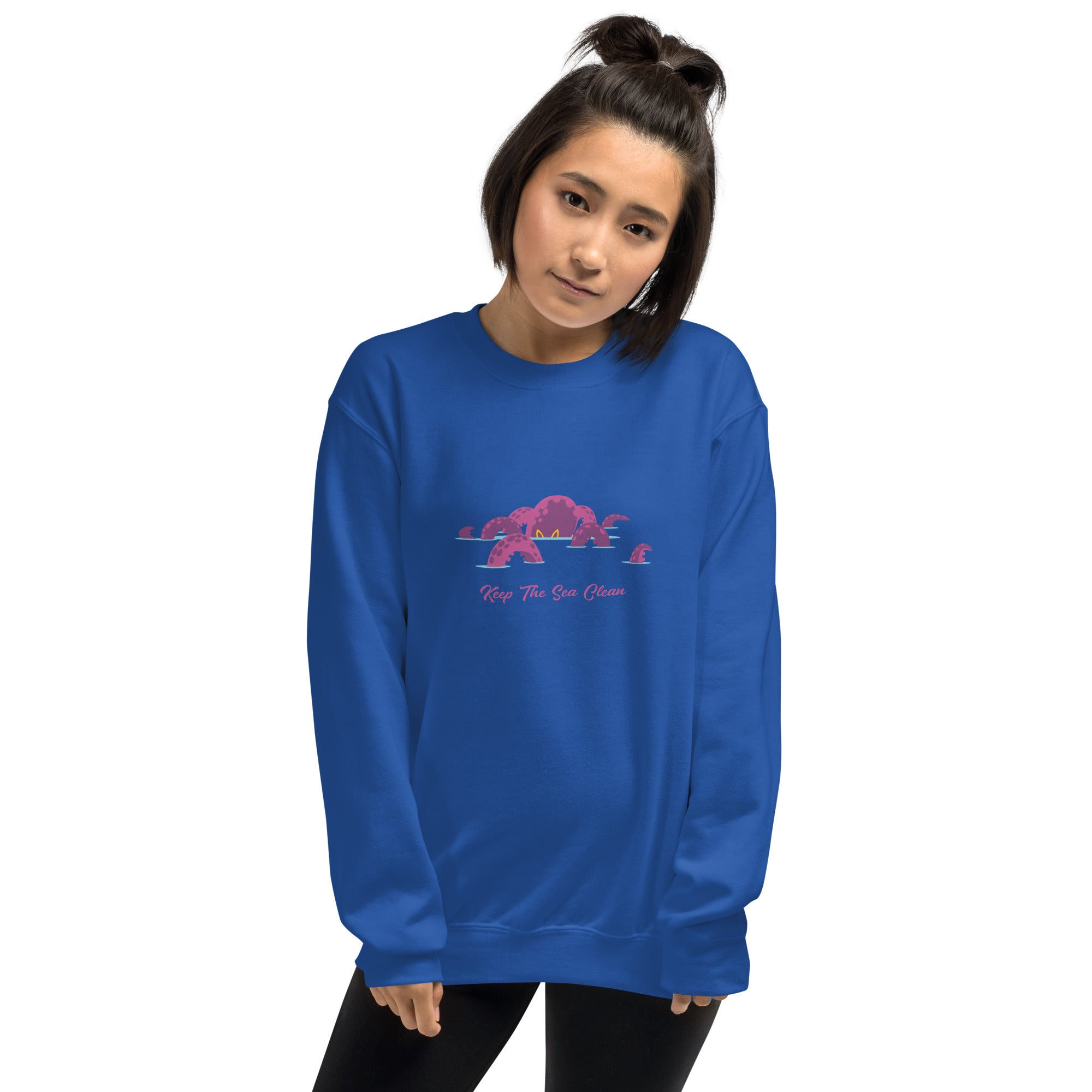 Sweat Unisexe à Col Rond Octopus Purple sur couleurs claires