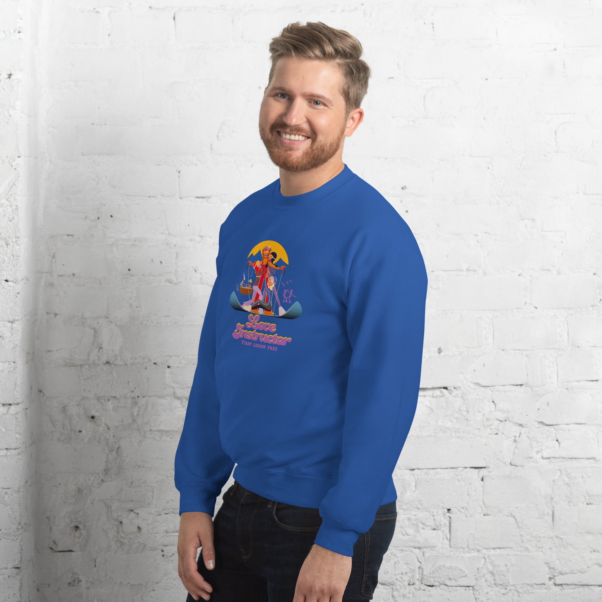 Sweat Unisexe à Col Rond Love Instructor First Lesson free sur couleurs claires