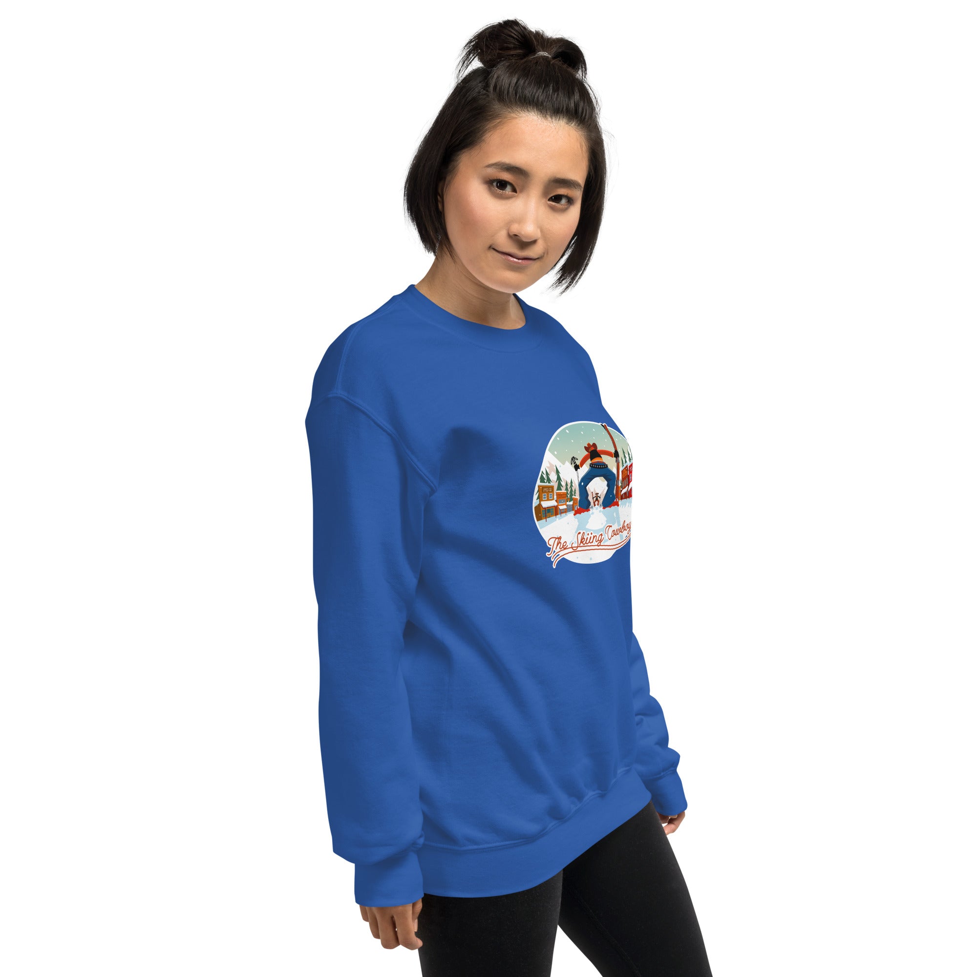 Sweat Unisexe à Col Rond Ski Fight at OK Corral sur couleurs claires (face & dos)