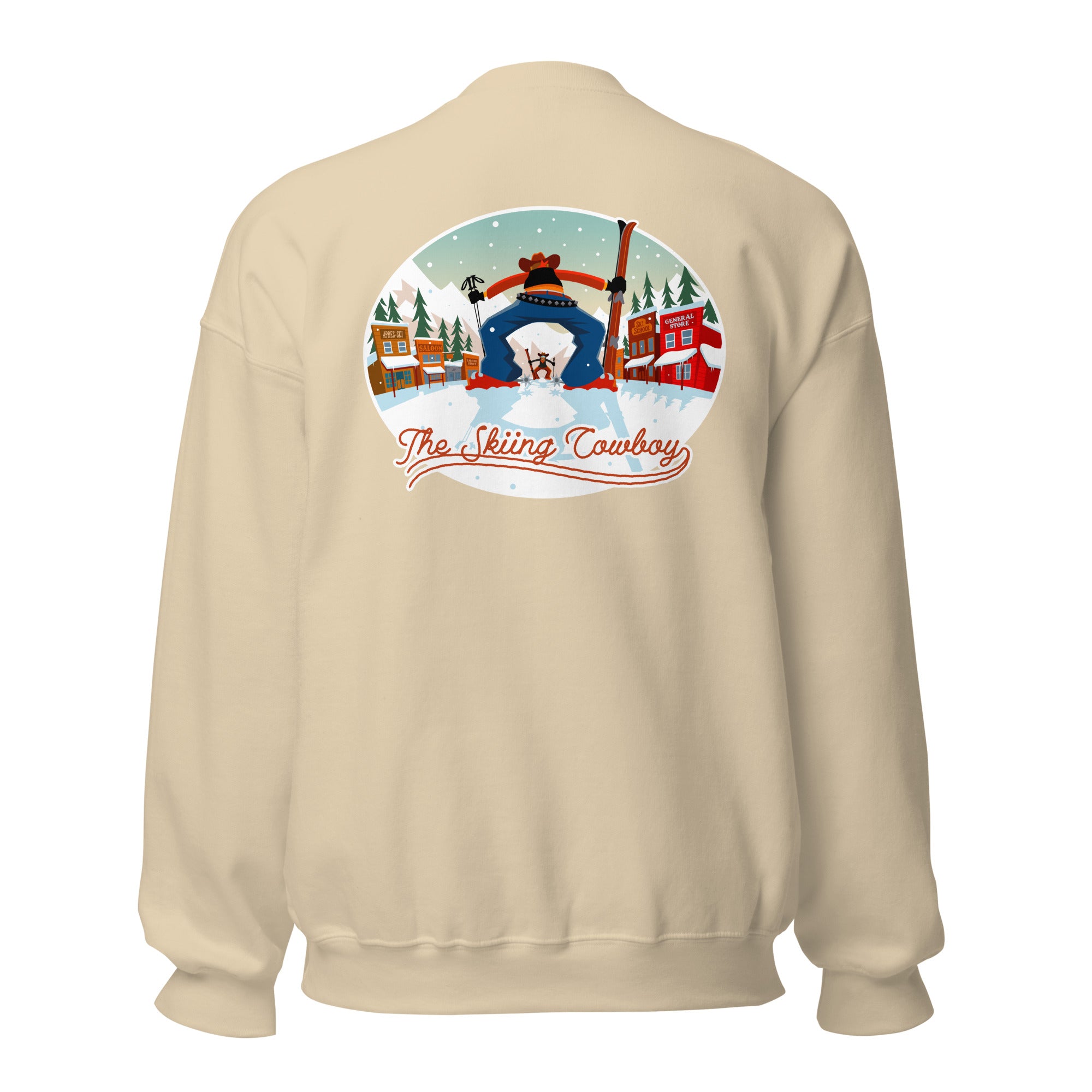 Sweat Unisexe à Col Rond Ski Fight at OK Corral sur couleurs claires (face & dos)