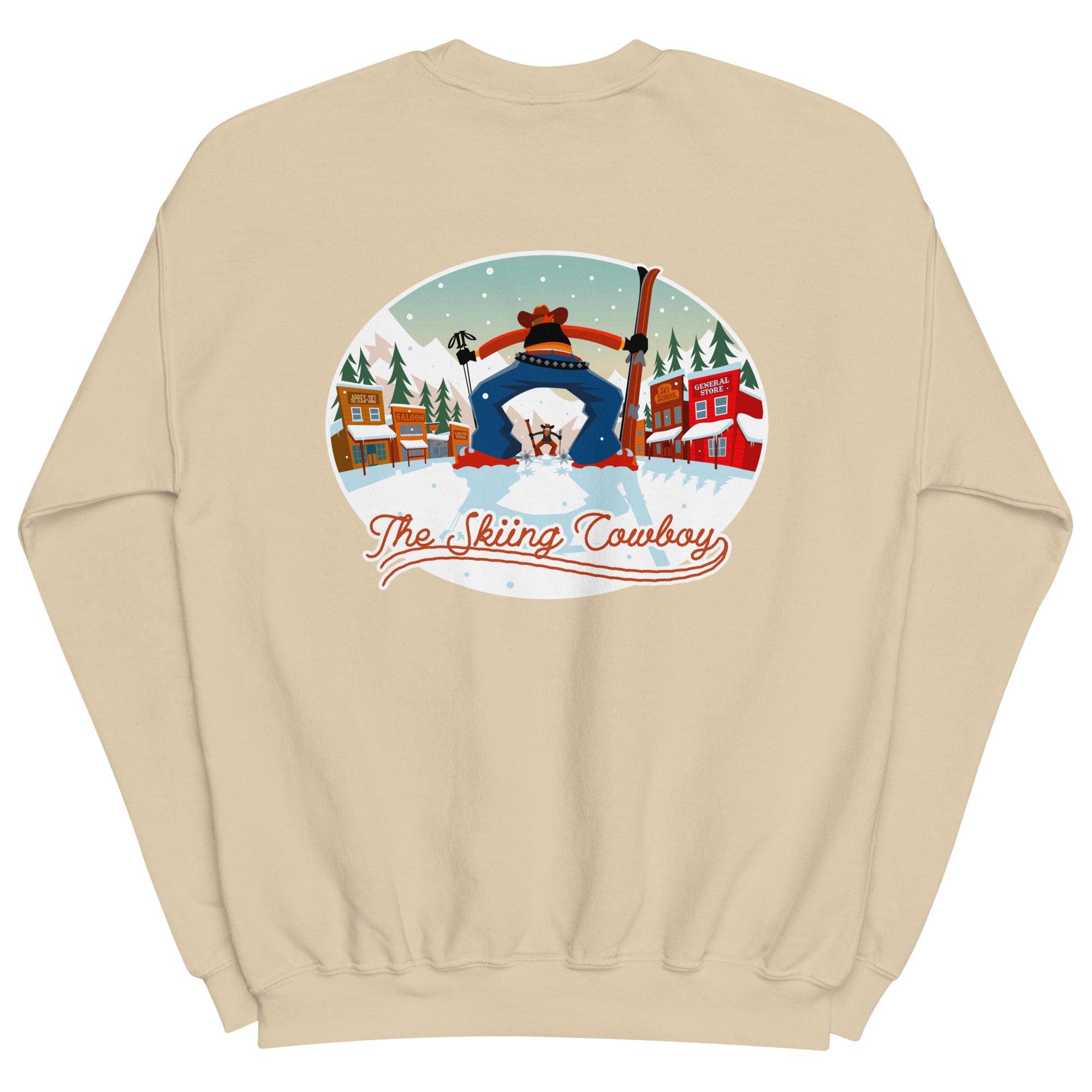 Sweat Unisexe à Col Rond Ski Fight at OK Corral sur couleurs claires (face & dos)