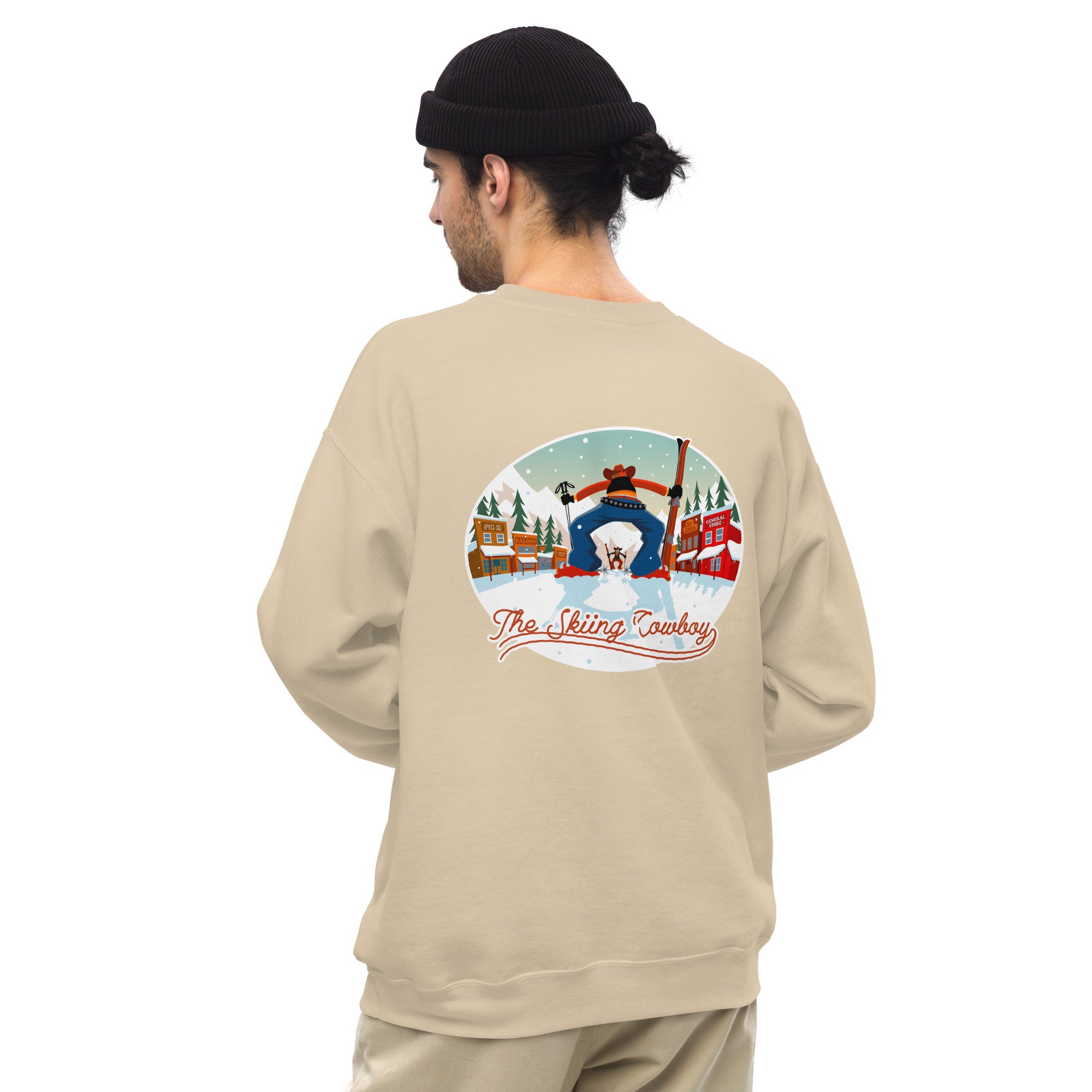 Sweat Unisexe à Col Rond Ski Fight at OK Corral sur couleurs claires (face & dos)