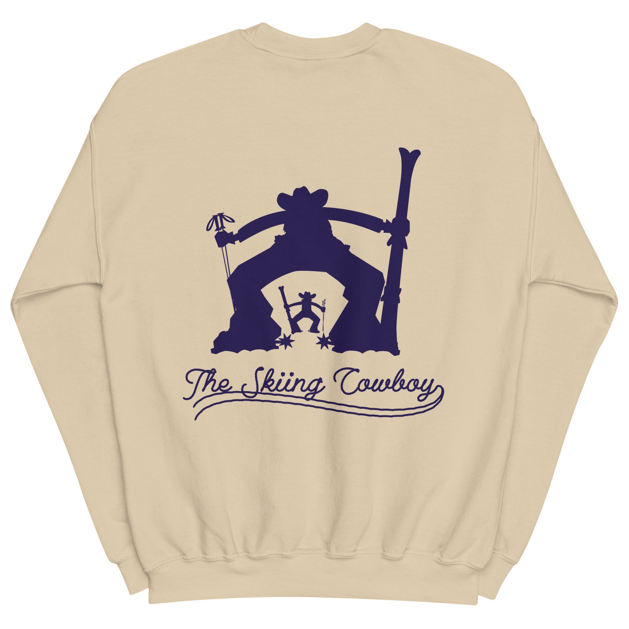 Sweat Unisexe à Col Rond Skiing Cowboy & Ski Fight at OK Corral Silhouette sur couleurs claires (face & dos)