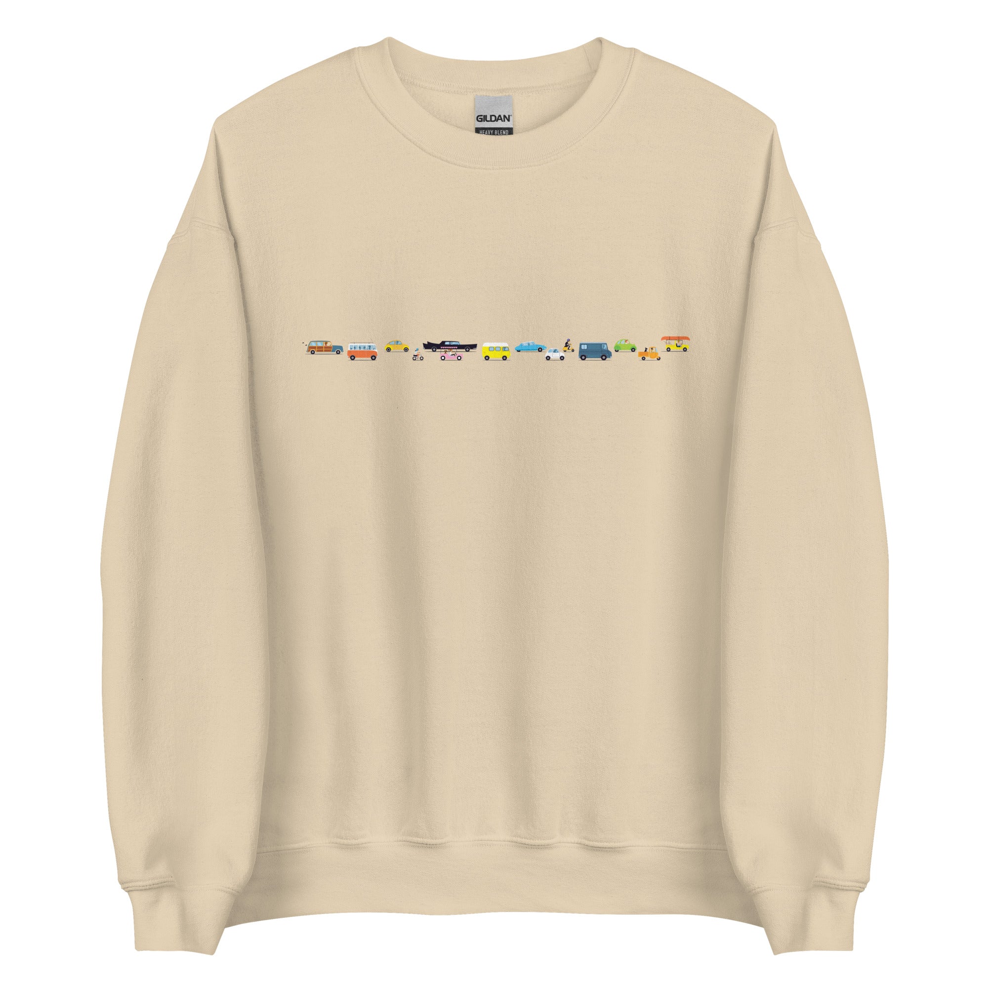Sweat Unisexe à Col Rond Vintage Cars Traffic Jam sur couleurs claires