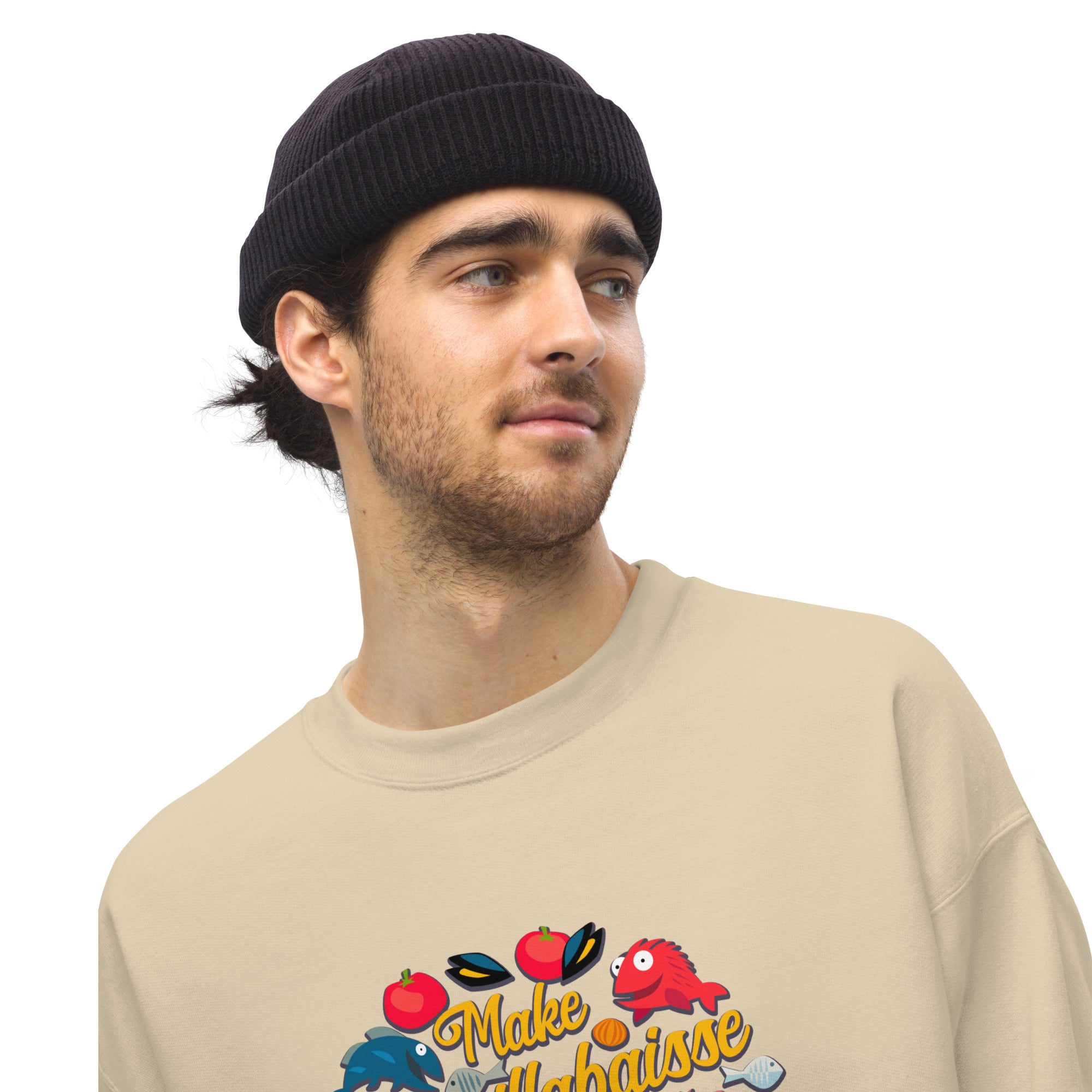 Sweat Unisexe à Col Rond Make Bouillabaisse Not War sur couleurs claires