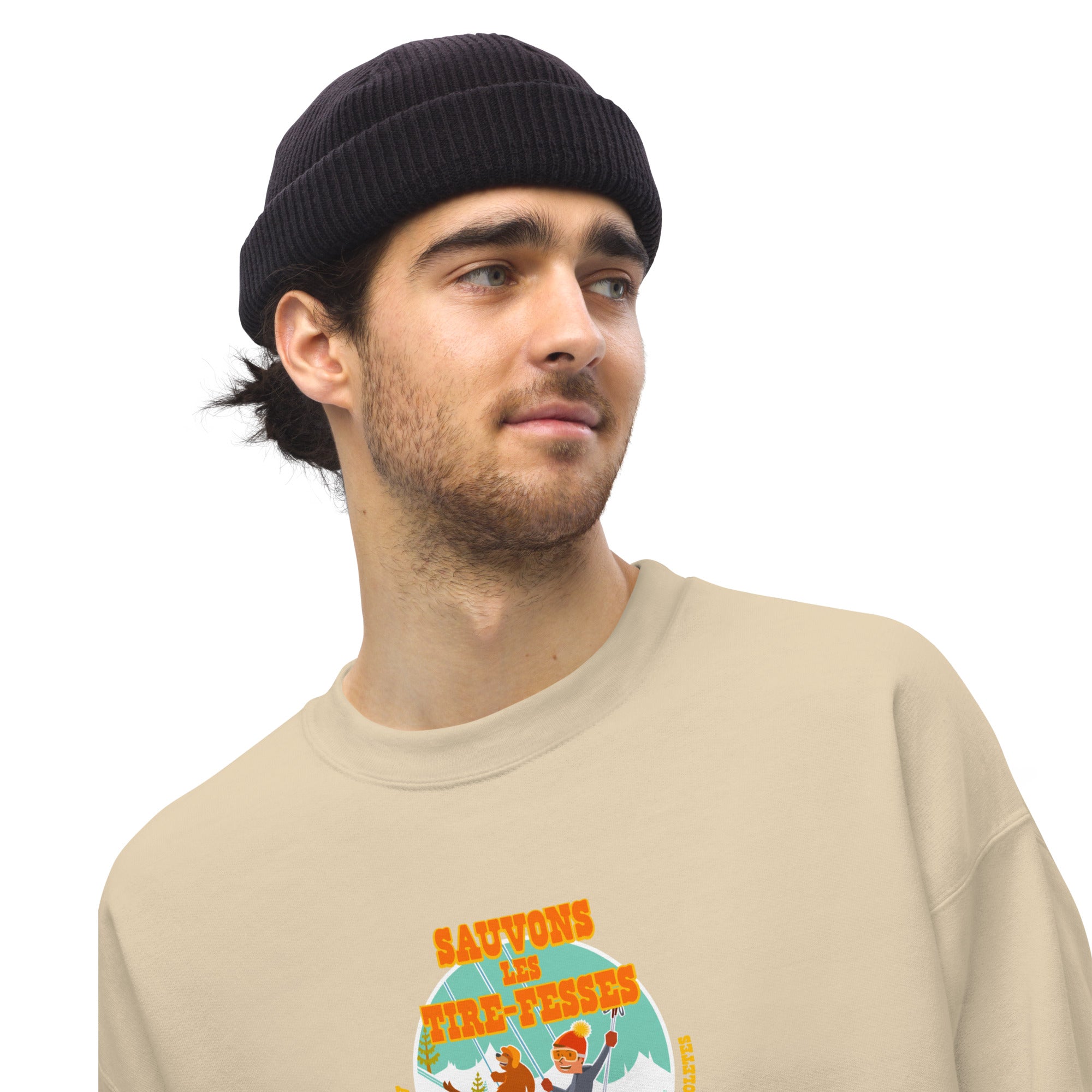 Sweat Unisexe à Col Rond Sauvons les Tires-fesses sur couleurs claires (face & dos)