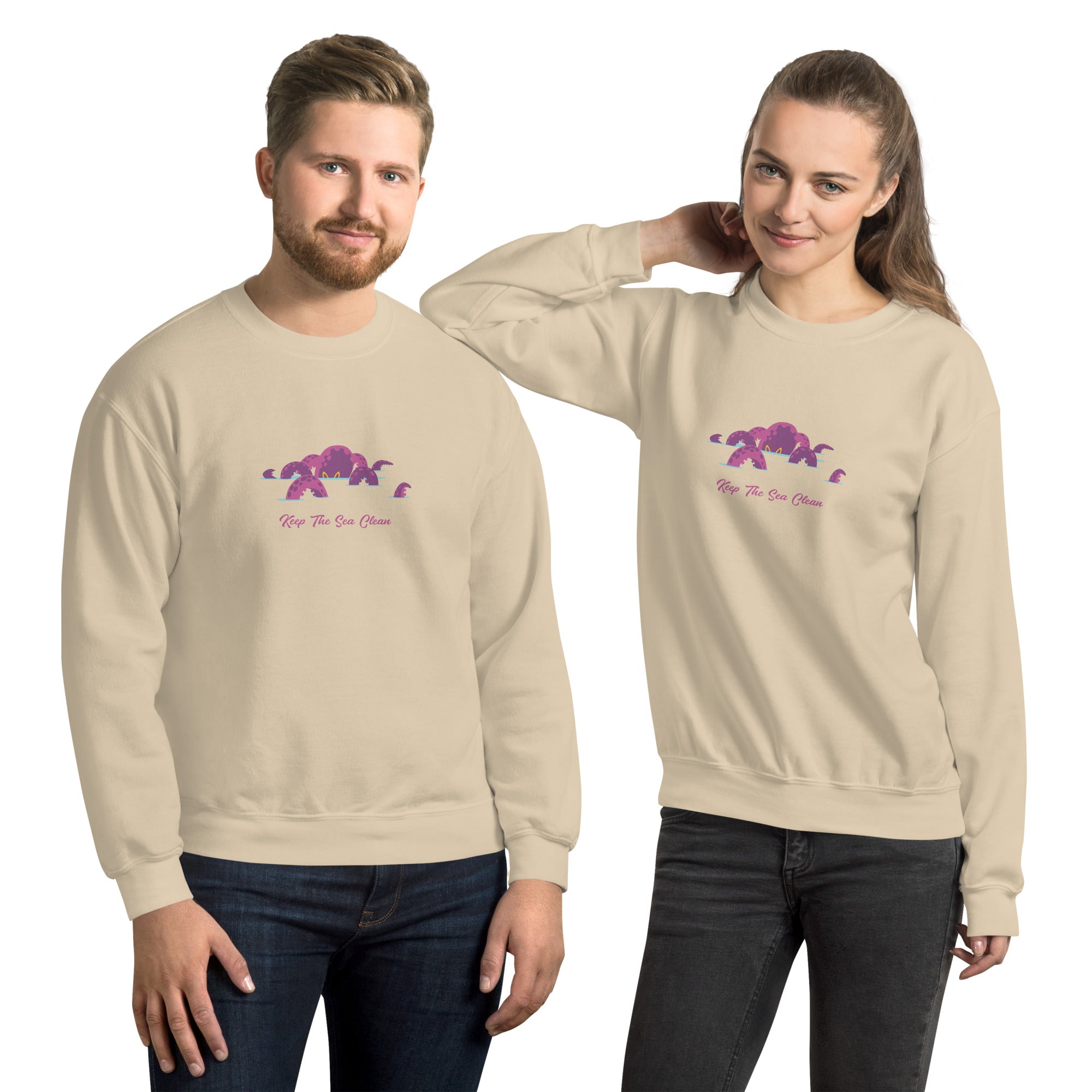 Sweat Unisexe à Col Rond Octopus Purple sur couleurs claires