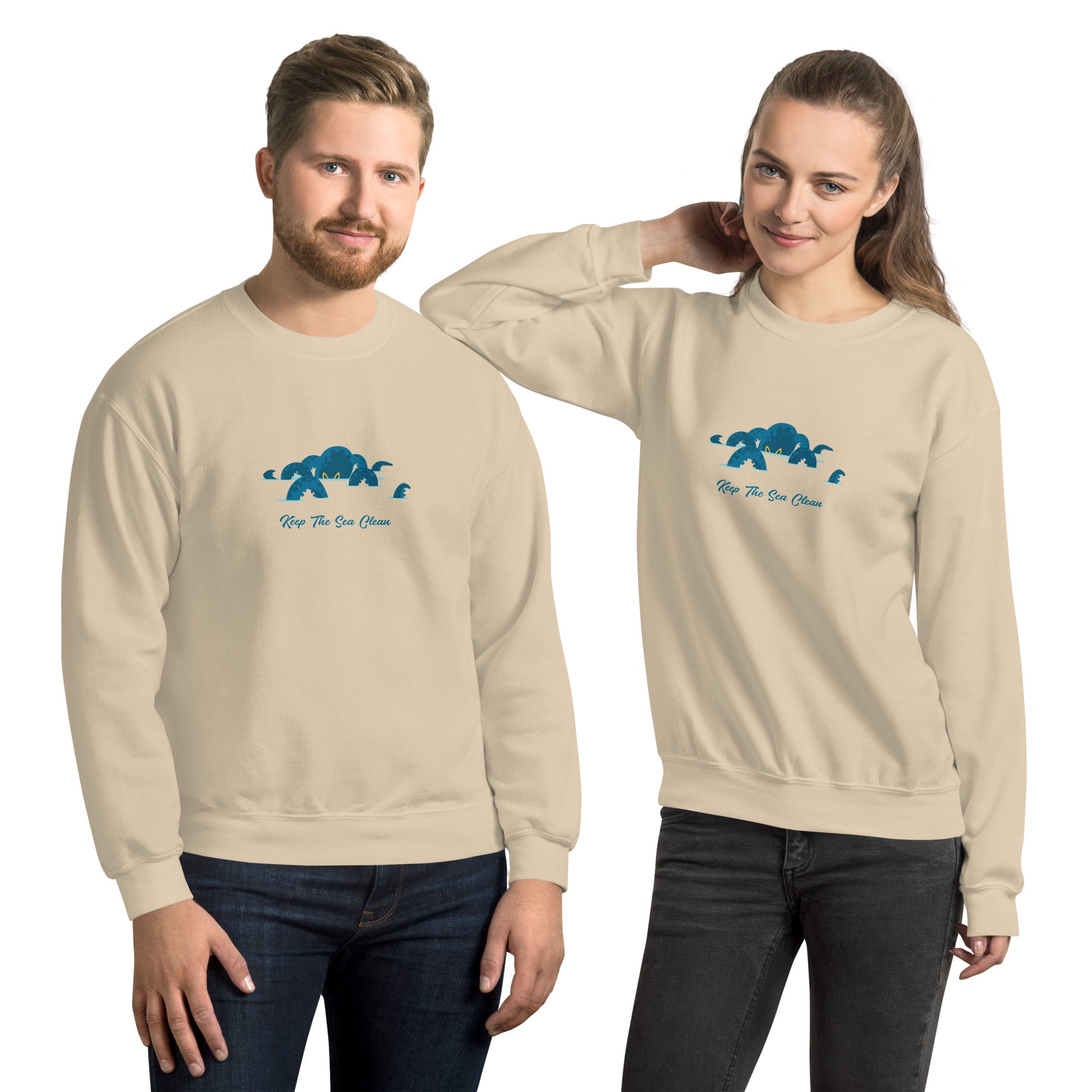 Sweat Unisexe à Col Rond Octopus Blue sur couleurs claires