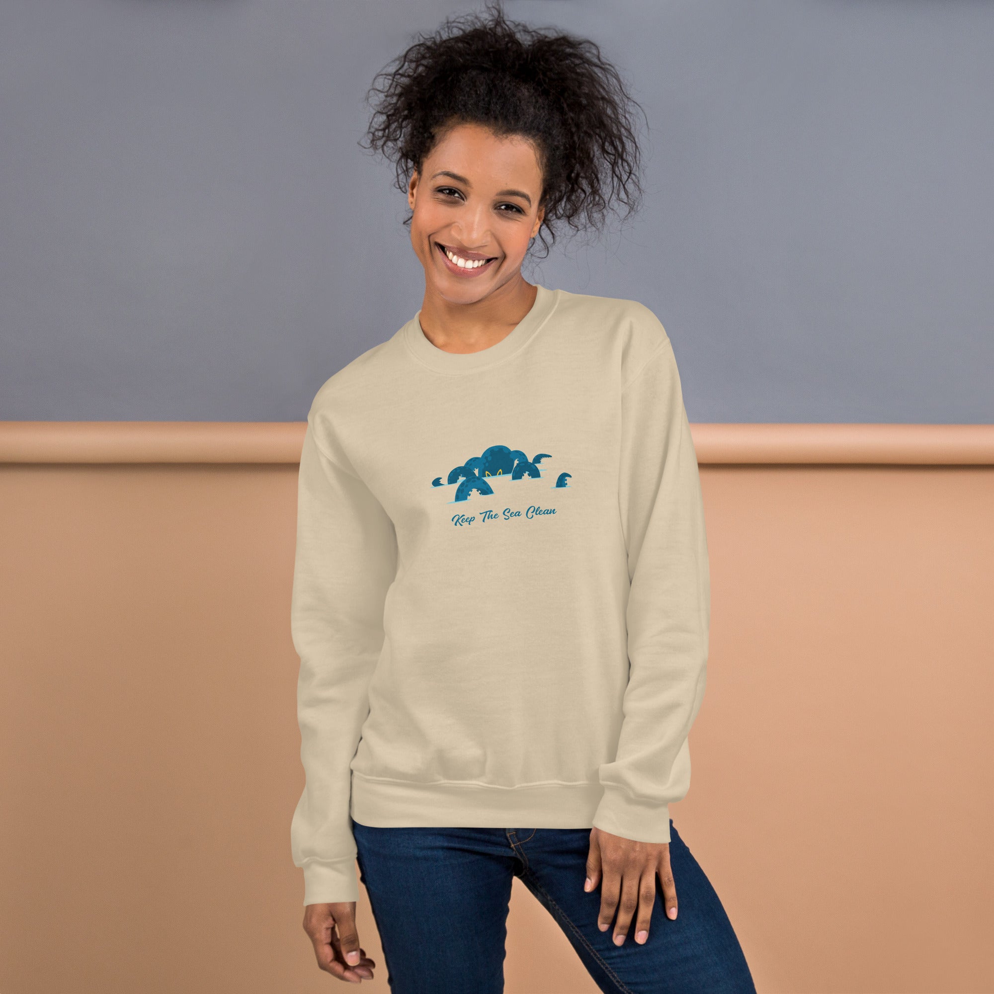 Sweat Unisexe à Col Rond Octopus Blue sur couleurs claires
