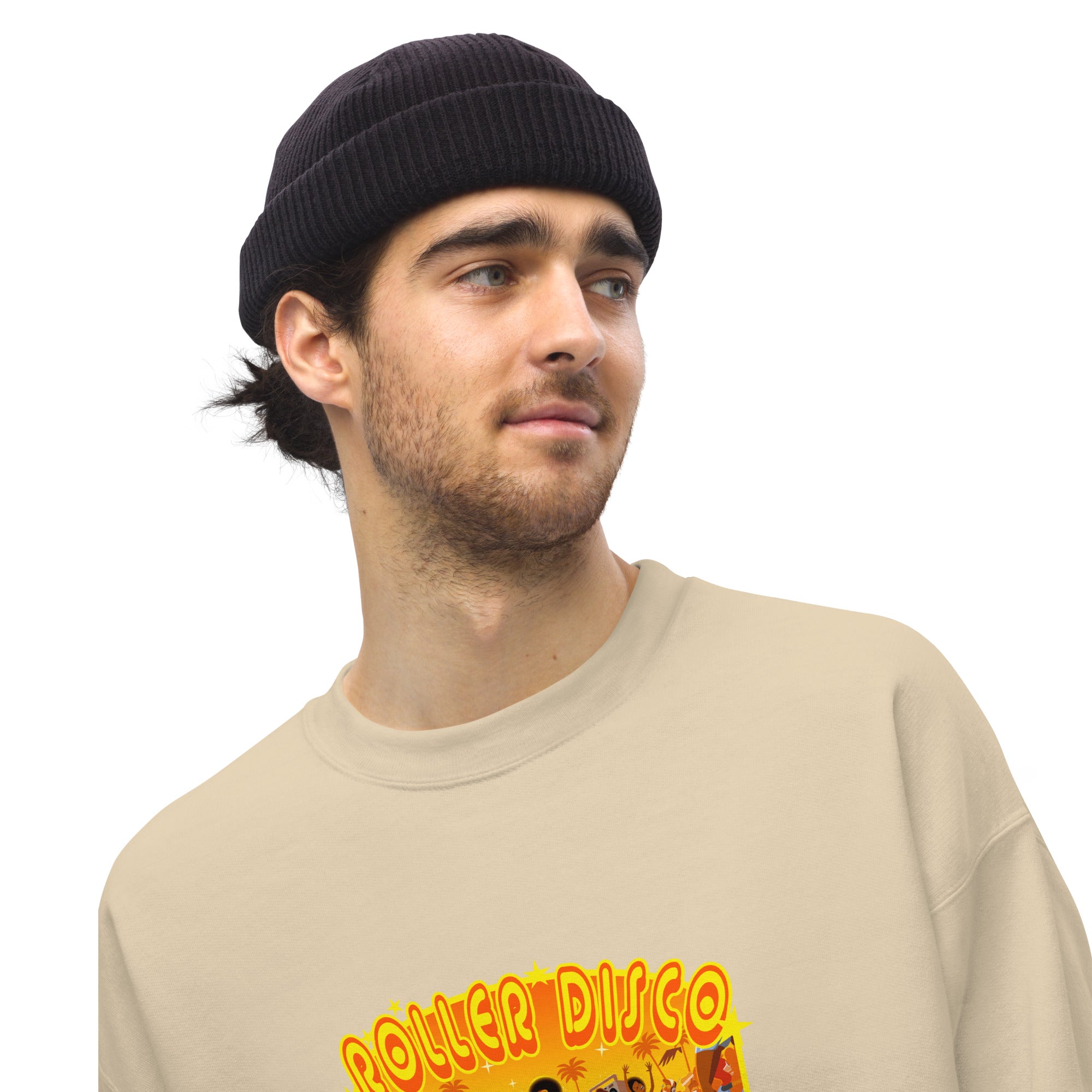 Sweat Unisexe à Col Rond Roller Disco 1975 sur couleurs claires (face & dos)