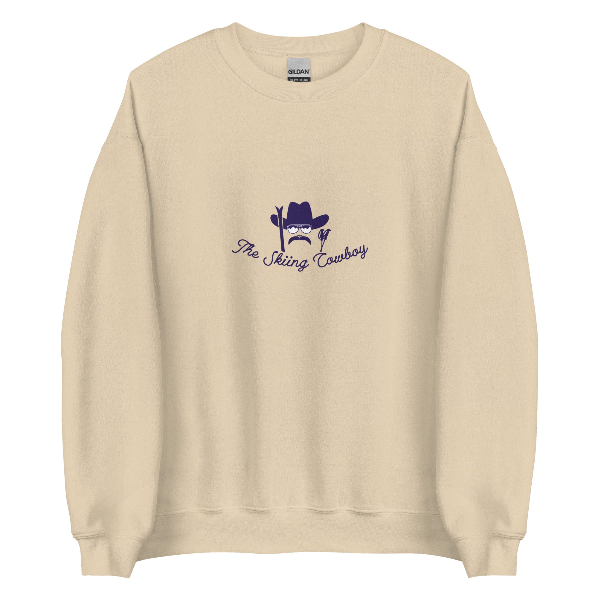 Sweat Unisexe à Col Rond Skiing Cowboy & Ski Fight at OK Corral Silhouette sur couleurs claires (face & dos)