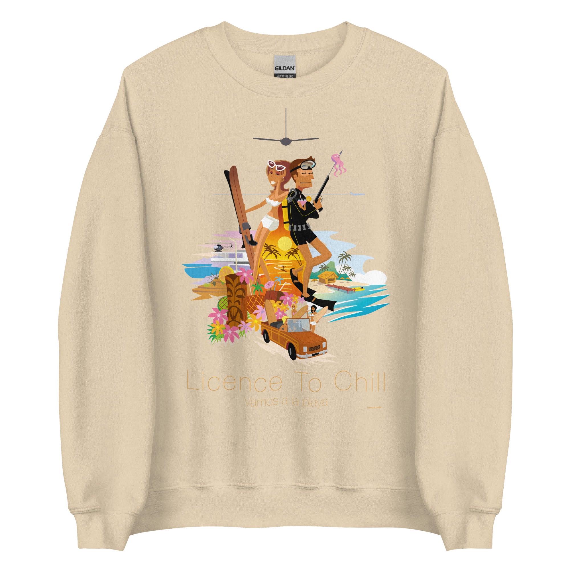 Sweat Unisexe à Col Rond License to Chill Vamos a la Playa sur couleurs claires