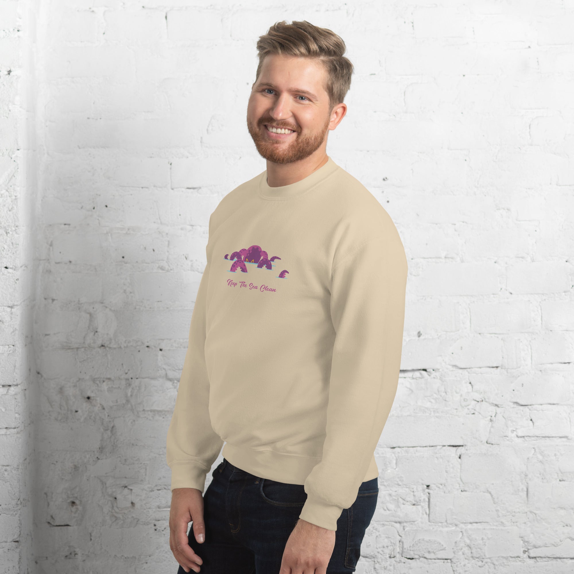 Sweat Unisexe à Col Rond Octopus Purple sur couleurs claires