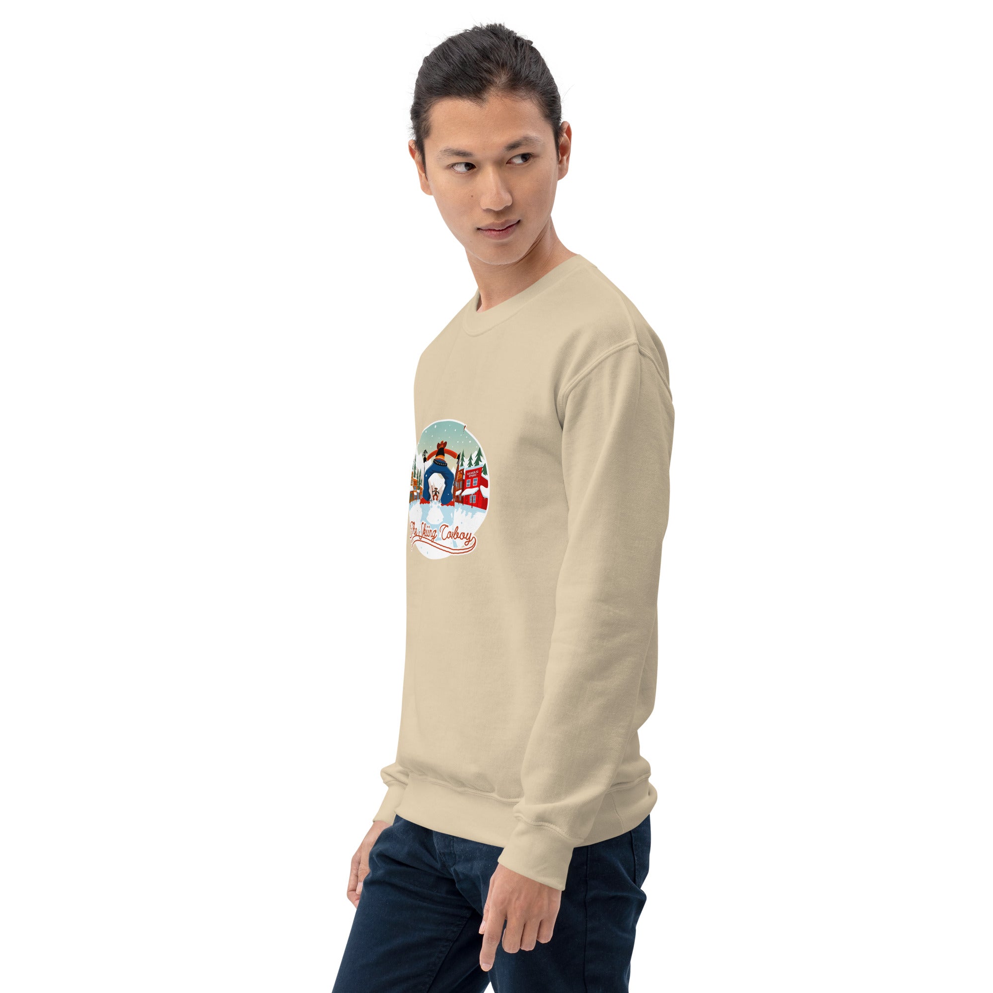 Sweat Unisexe à Col Rond Ski Fight at OK Corral sur couleurs claires (face & dos)