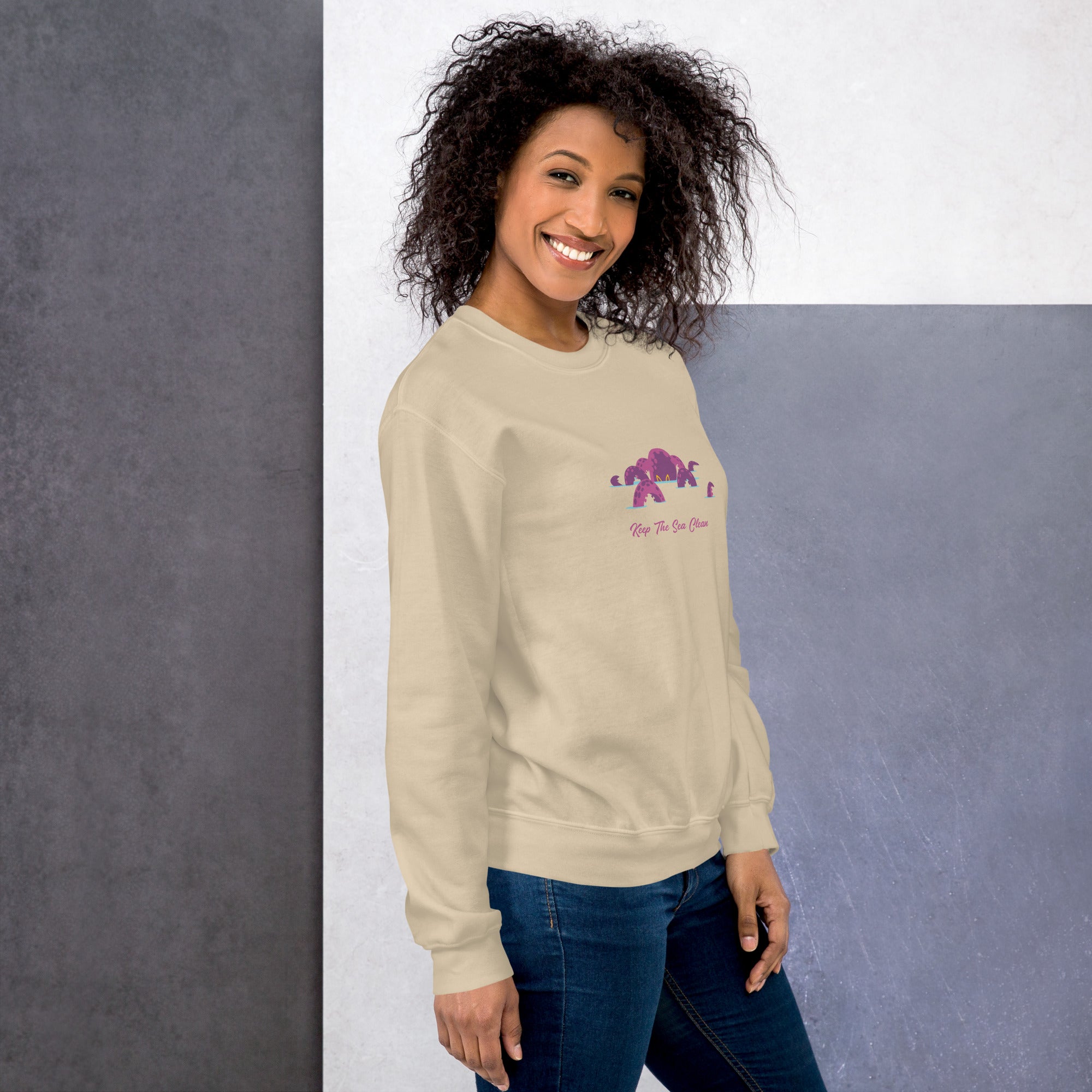 Sweat Unisexe à Col Rond Octopus Purple sur couleurs claires