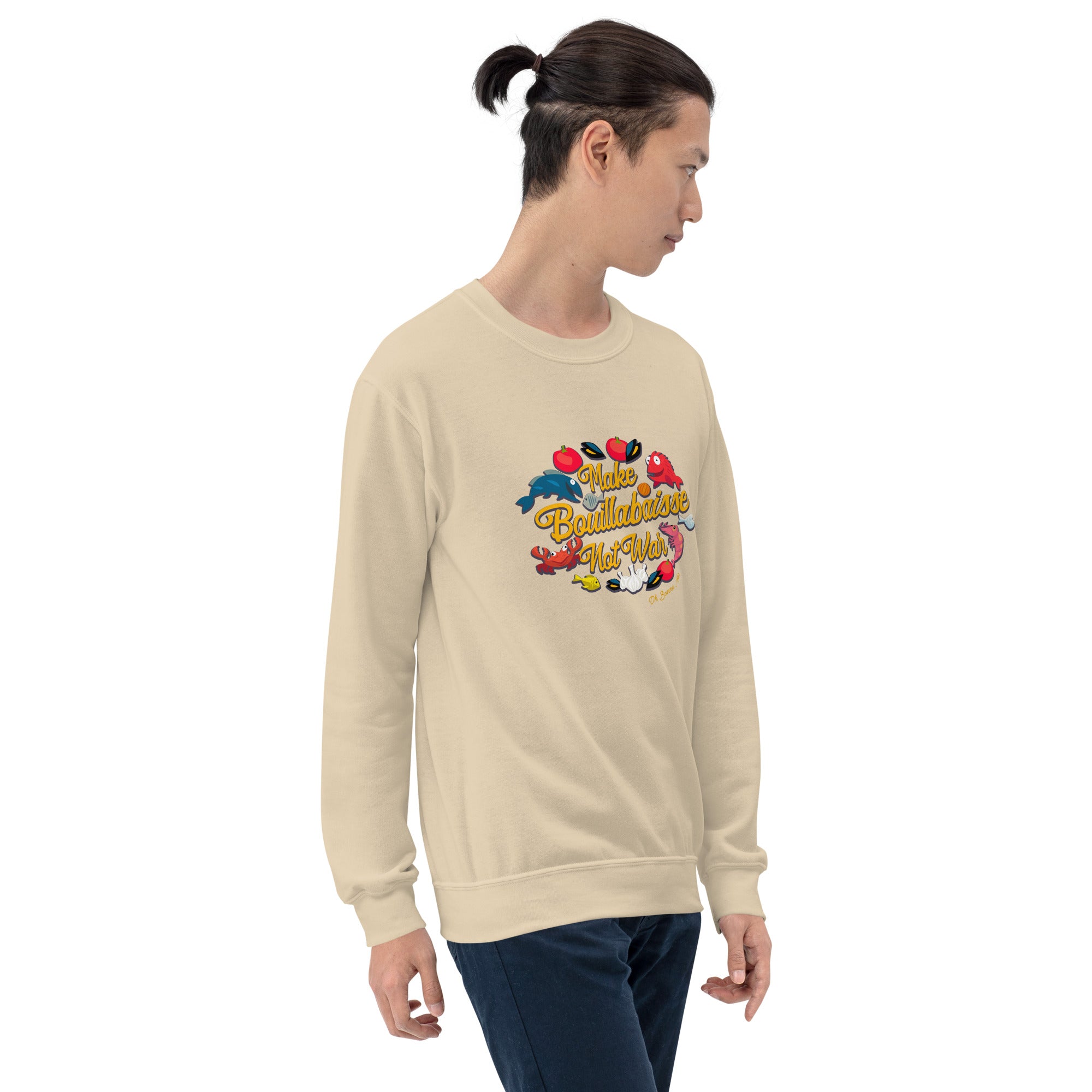 Sweat Unisexe à Col Rond Make Bouillabaisse Not War sur couleurs claires