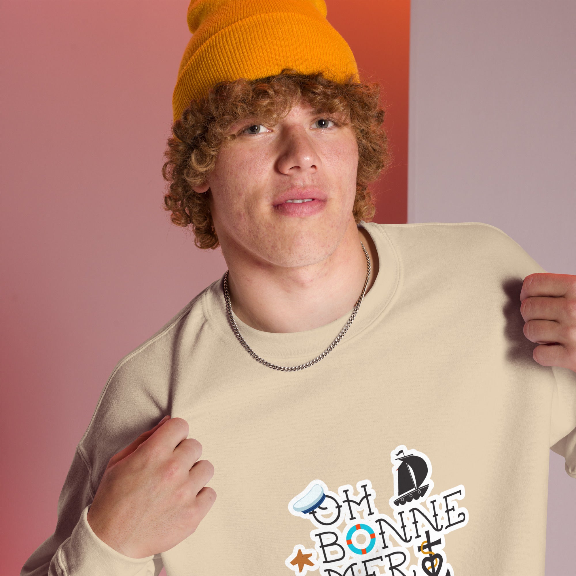 Sweat Unisexe à Col Rond Oh Bonne Mer 3 sur couleurs claires