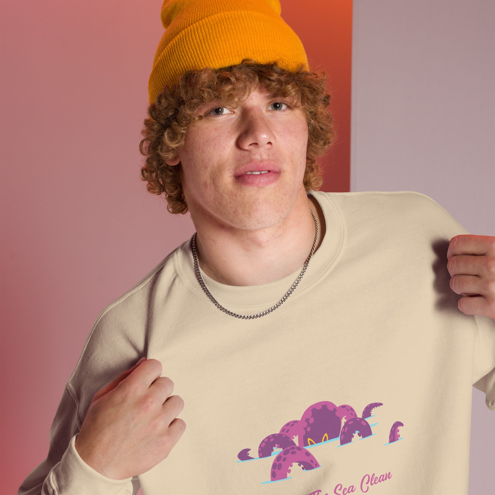 Sweat Unisexe à Col Rond Octopus Purple sur couleurs claires