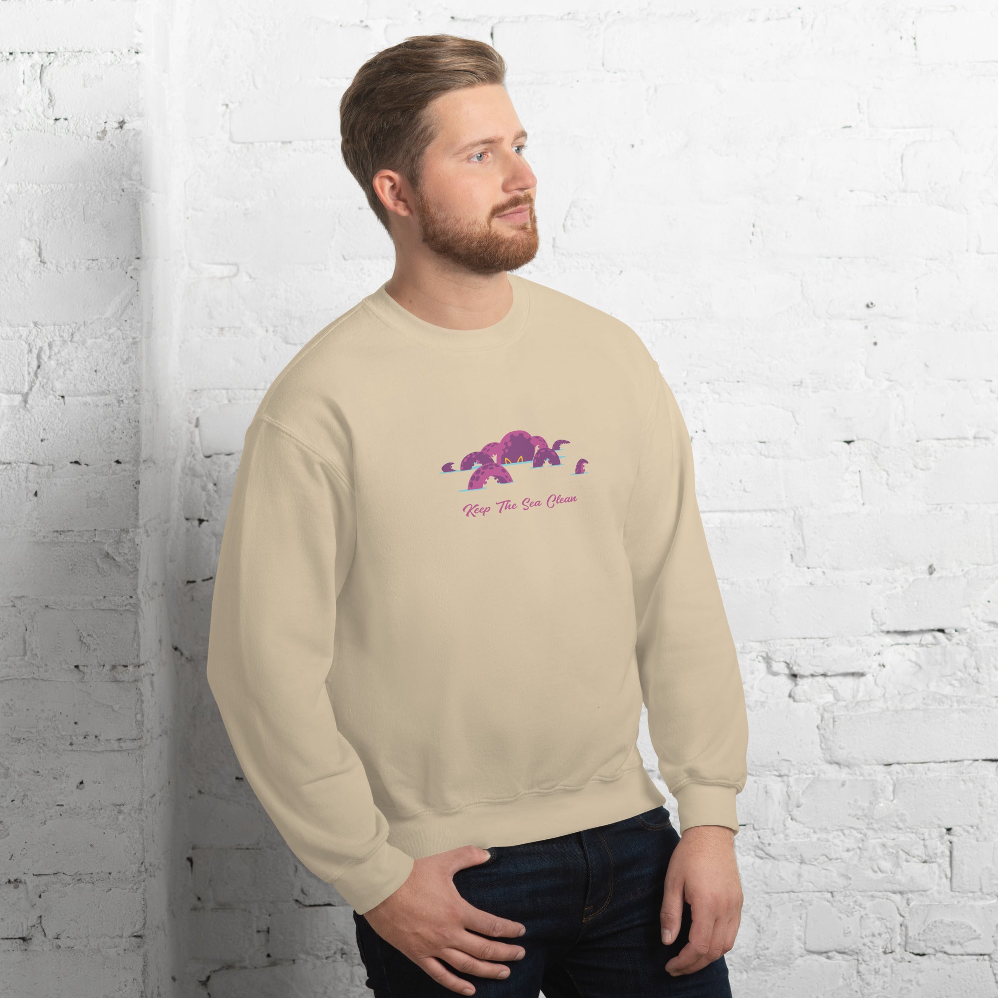 Sweat Unisexe à Col Rond Octopus Purple sur couleurs claires