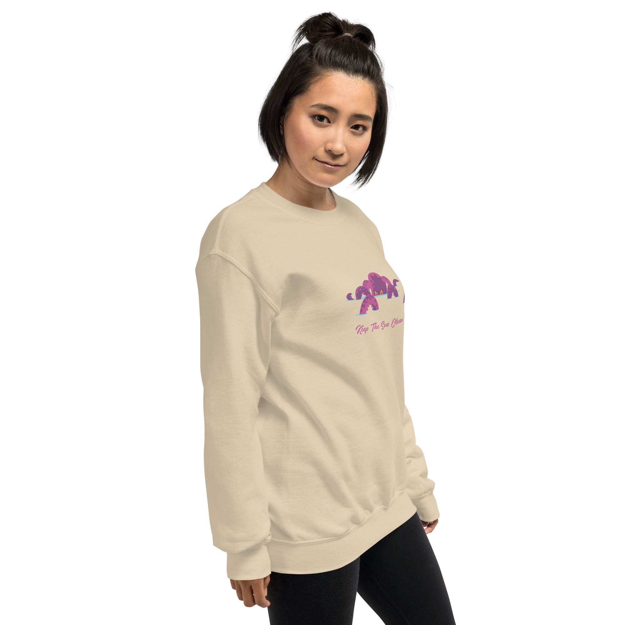 Sweat Unisexe à Col Rond Octopus Purple sur couleurs claires