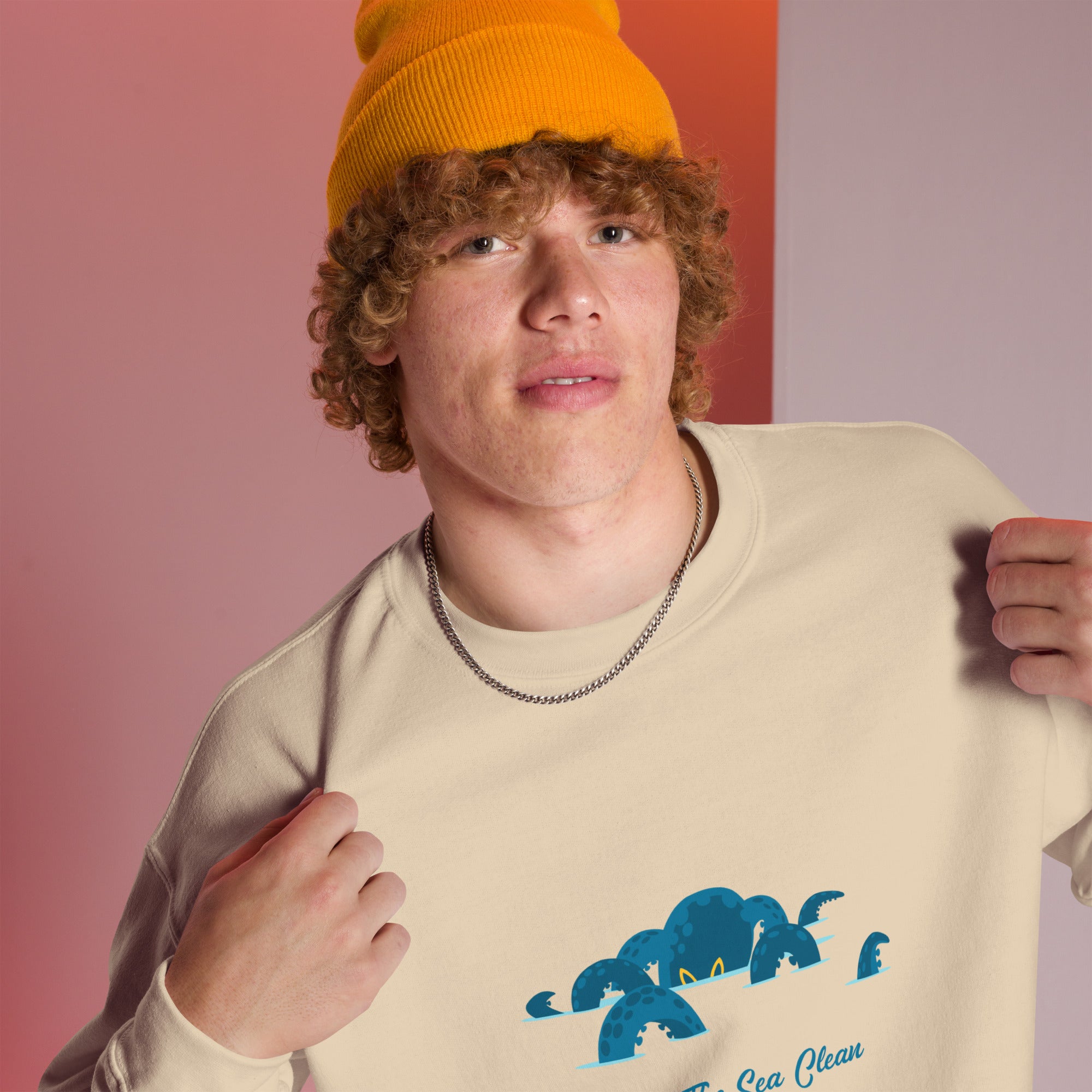 Sweat Unisexe à Col Rond Octopus Blue sur couleurs claires