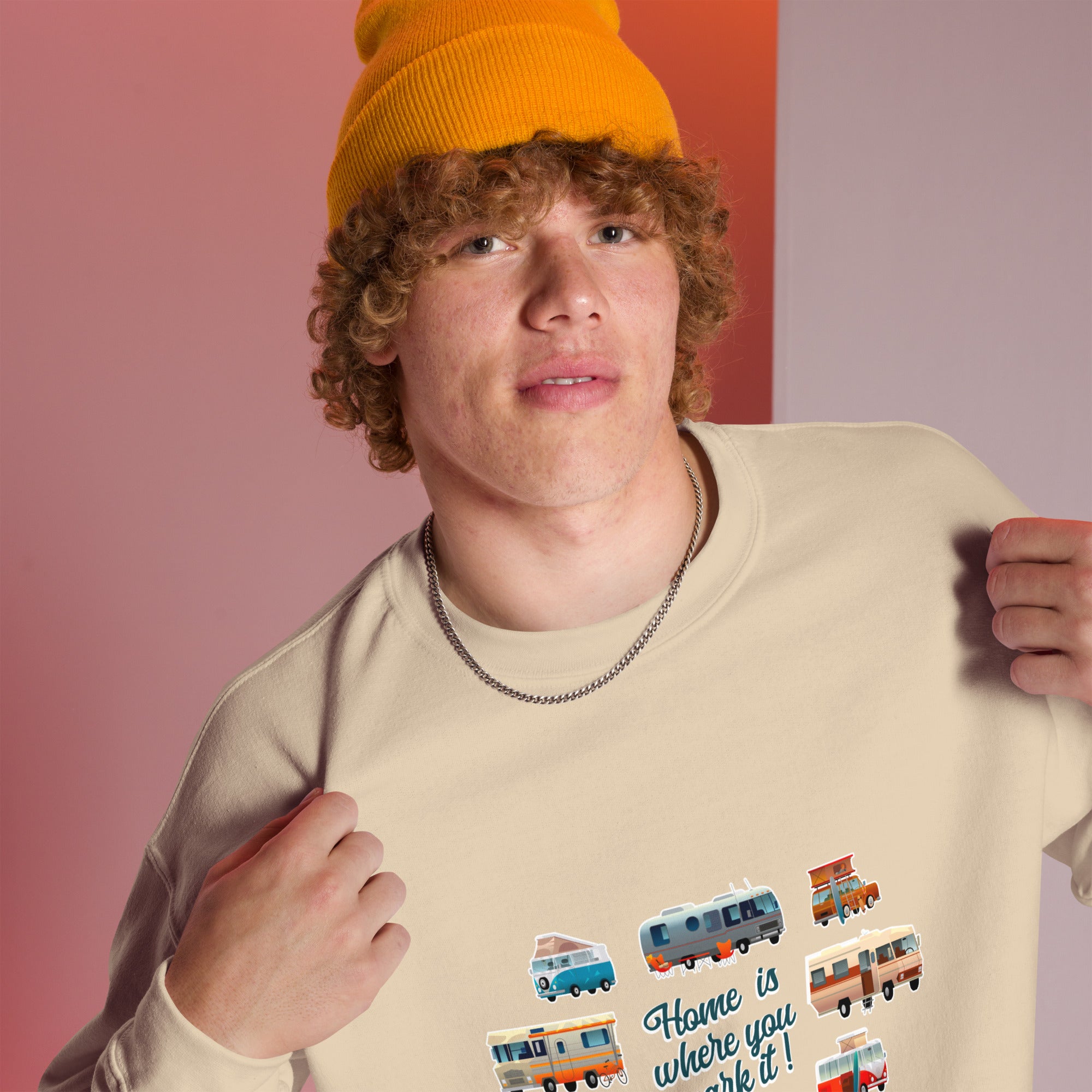 Sweat Unisexe à Col Rond Square Vintage Campers sur couleurs claires