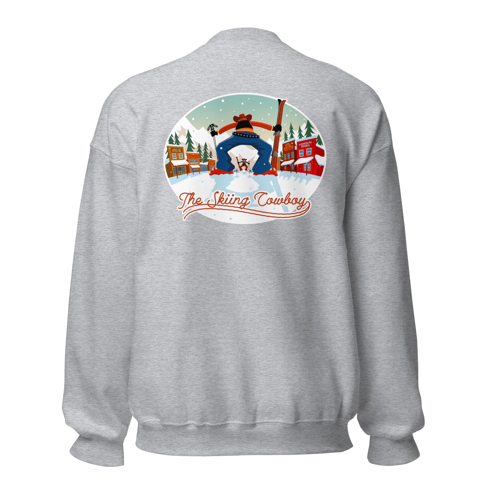 Sweat Unisexe à Col Rond Ski Fight at OK Corral sur couleurs claires (face & dos)