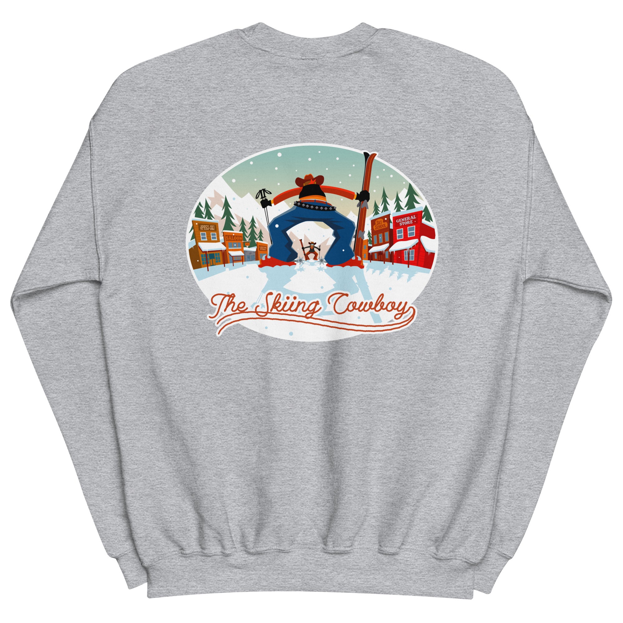 Sweat Unisexe à Col Rond Ski Fight at OK Corral sur couleurs claires (face & dos)