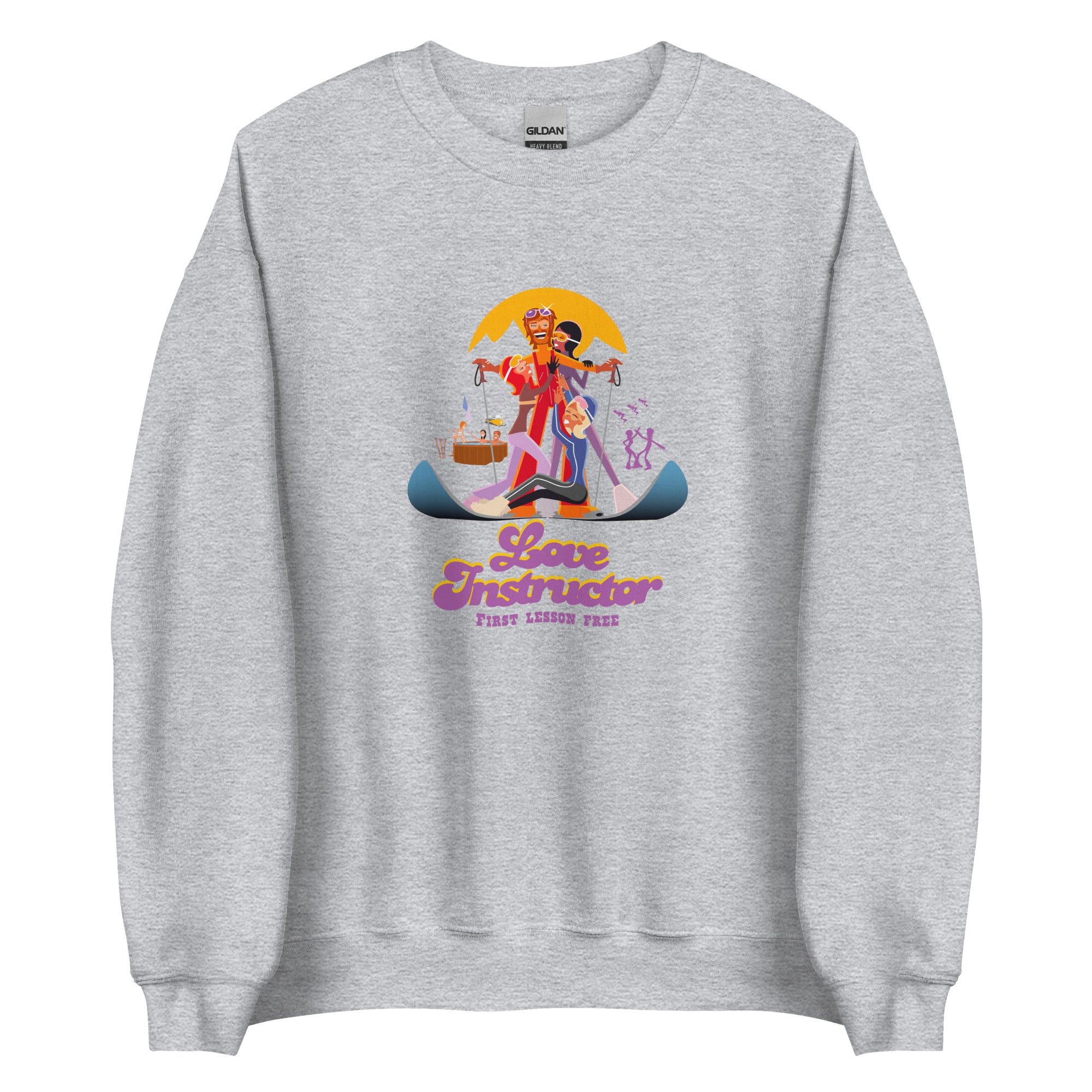 Sweat Unisexe à Col Rond Love Instructor First Lesson free sur couleurs claires