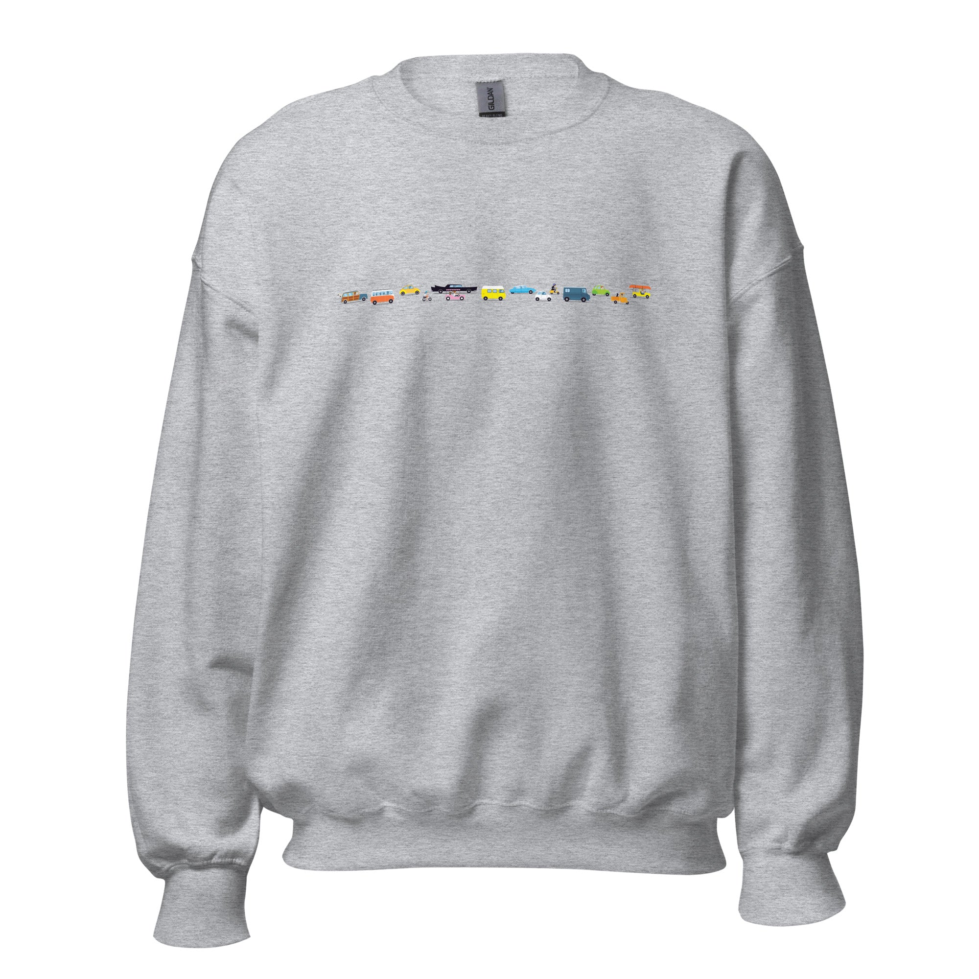 Sweat Unisexe à Col Rond Vintage Cars Traffic Jam sur couleurs claires