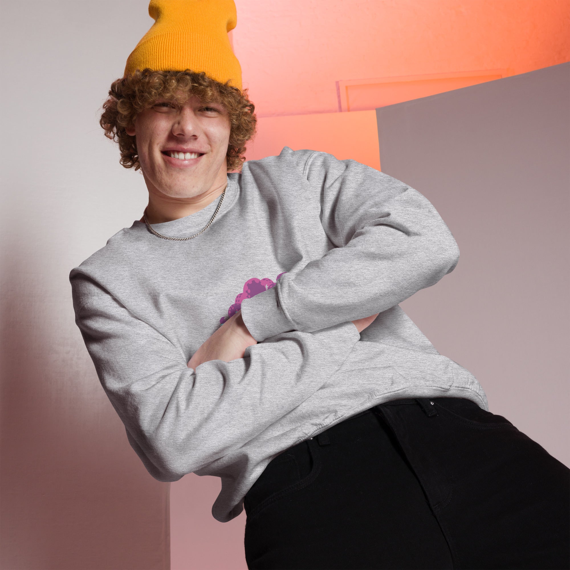 Sweat Unisexe à Col Rond Octopus Purple sur couleurs claires