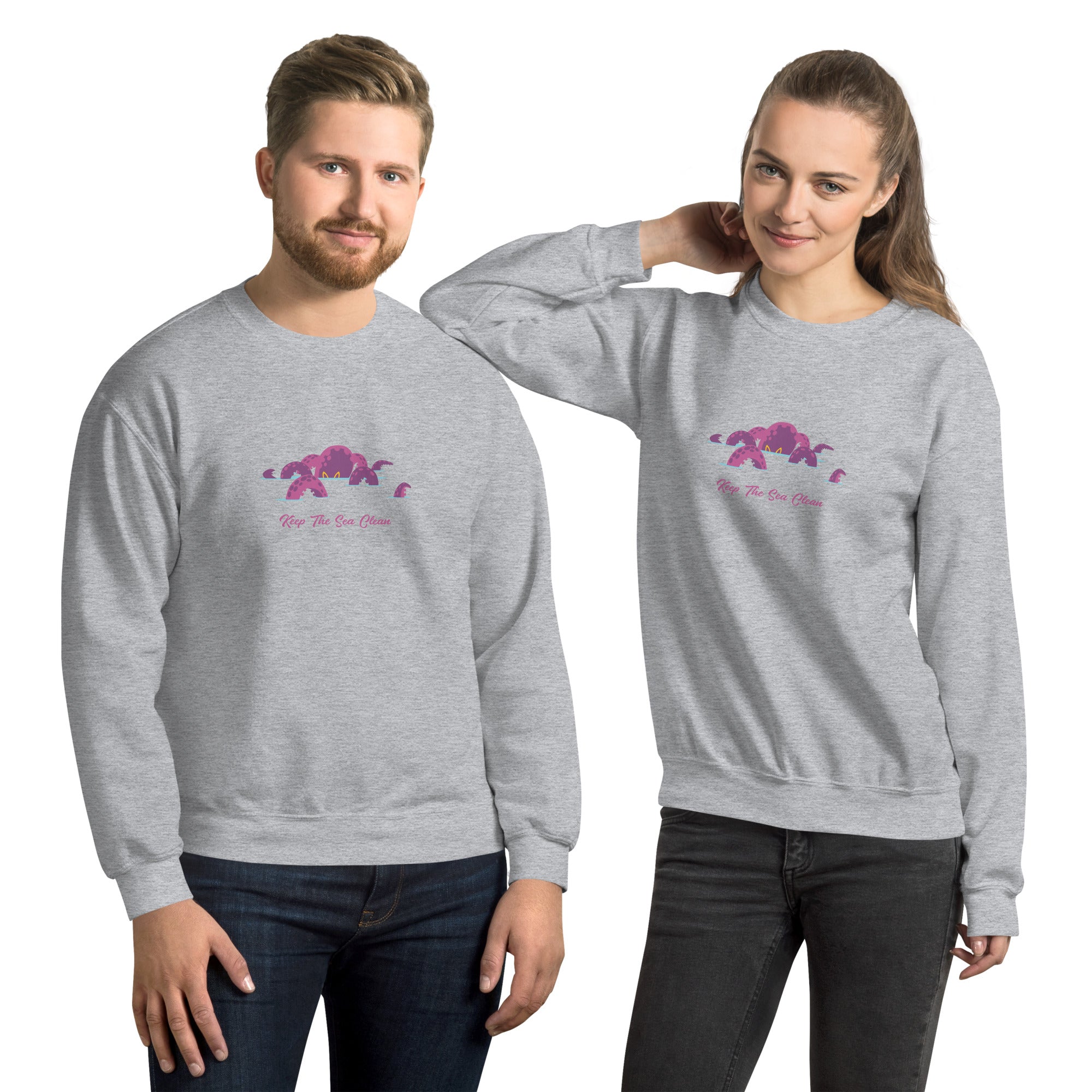 Sweat Unisexe à Col Rond Octopus Purple sur couleurs claires