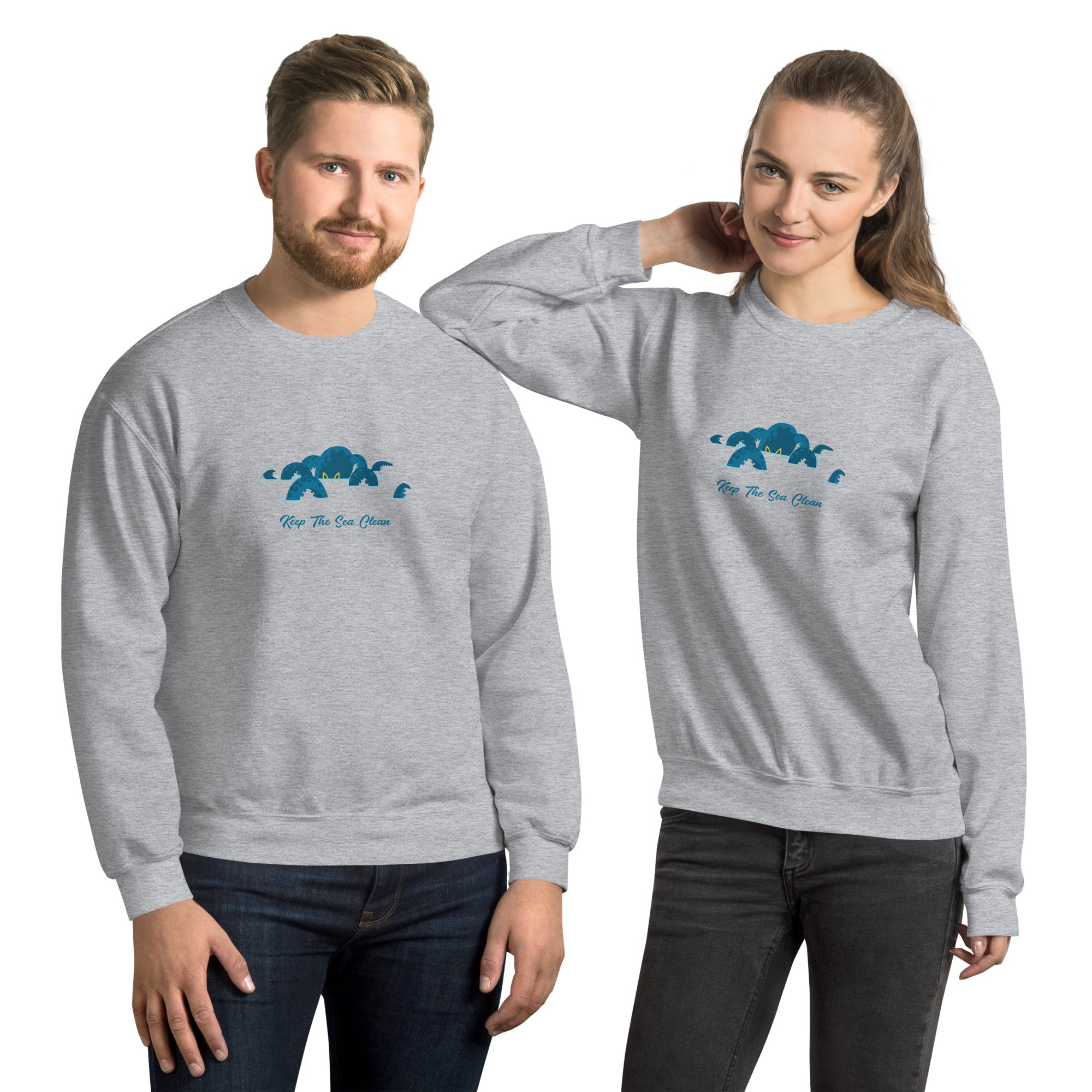 Sweat Unisexe à Col Rond Octopus Blue sur couleurs claires