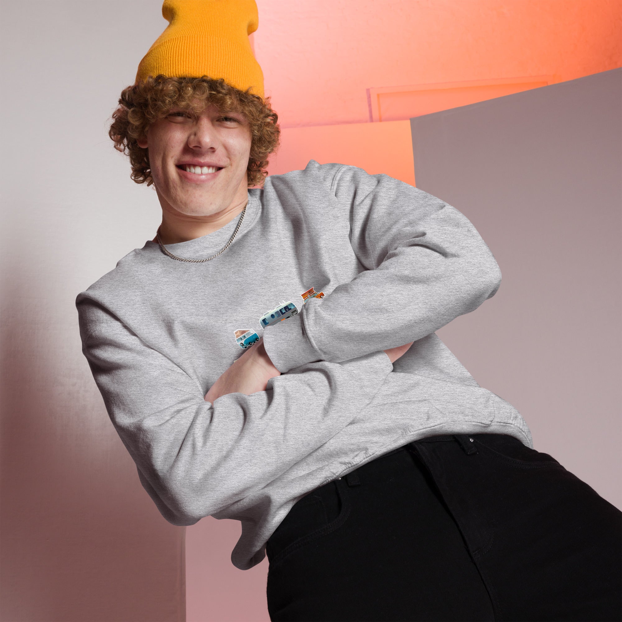 Sweat Unisexe à Col Rond Square Vintage Campers sur couleurs claires