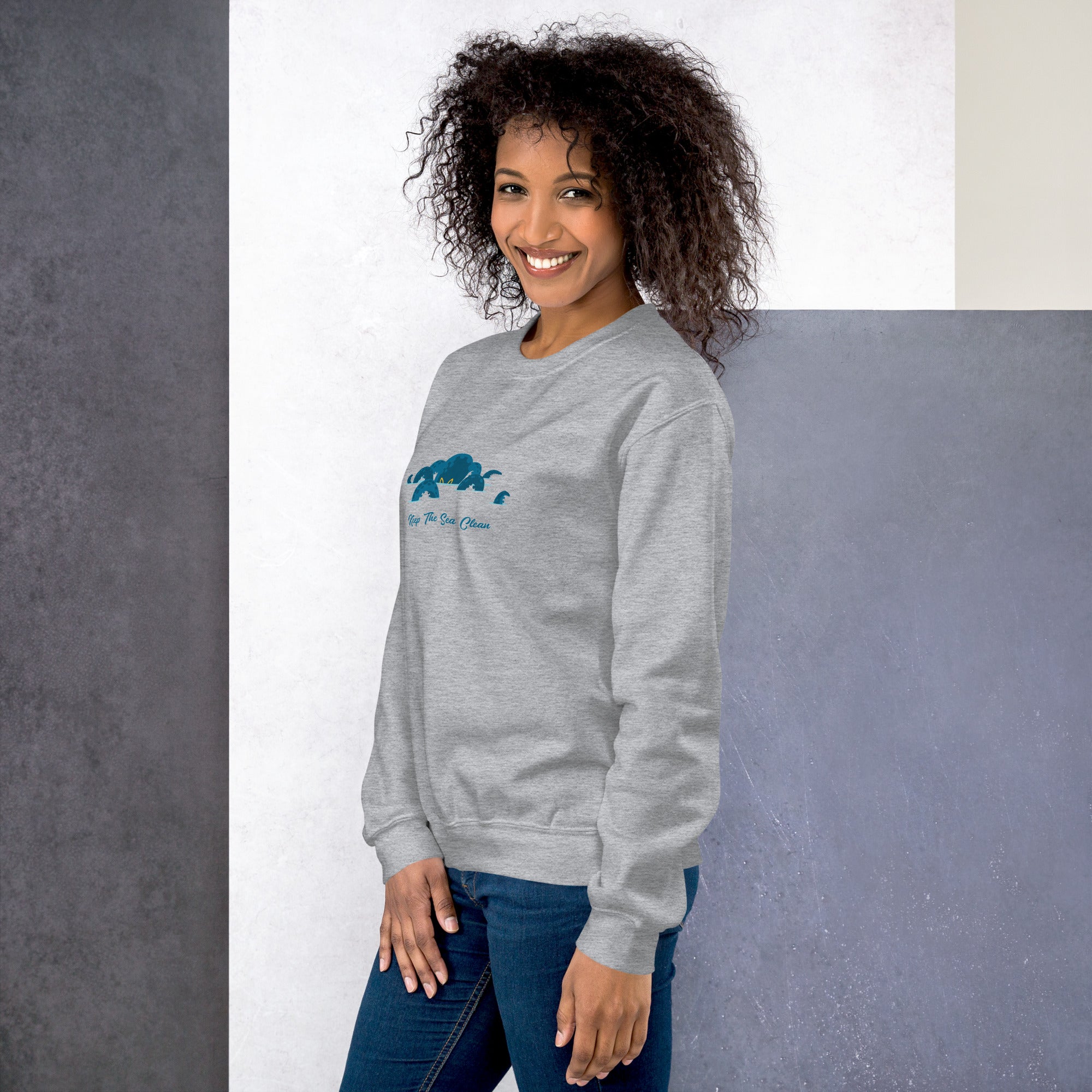 Sweat Unisexe à Col Rond Octopus Blue sur couleurs claires