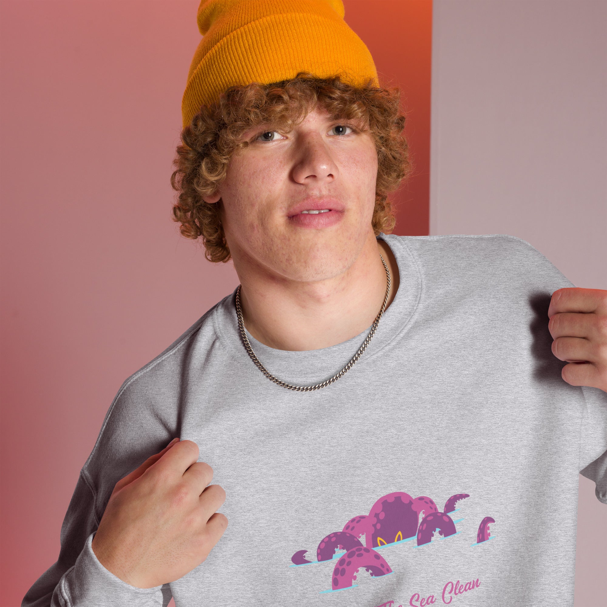 Sweat Unisexe à Col Rond Octopus Purple sur couleurs claires