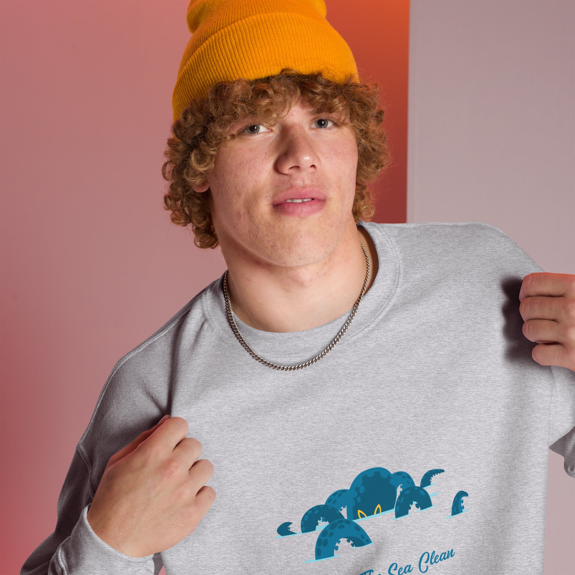 Sweat Unisexe à Col Rond Octopus Blue sur couleurs claires