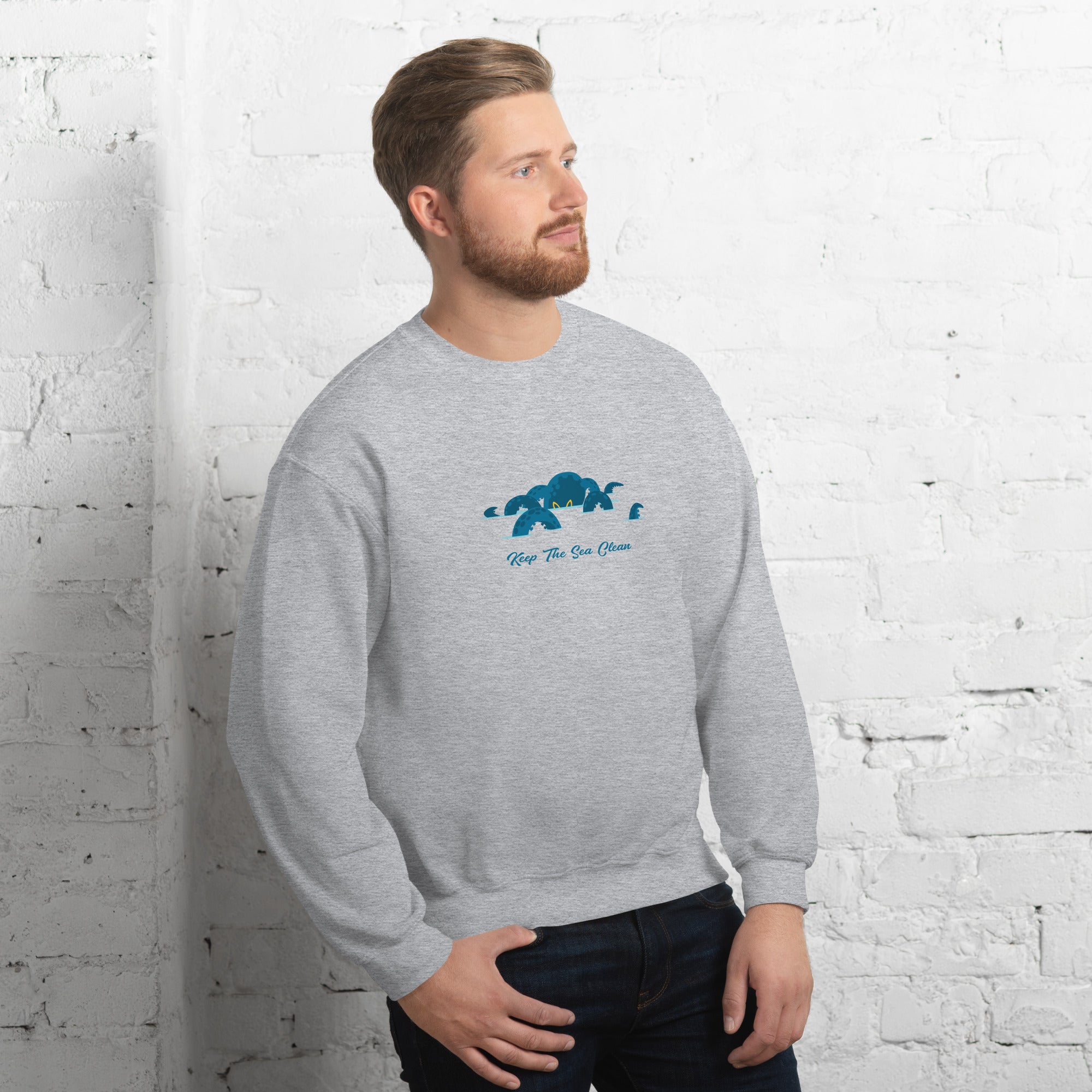 Sweat Unisexe à Col Rond Octopus Blue sur couleurs claires