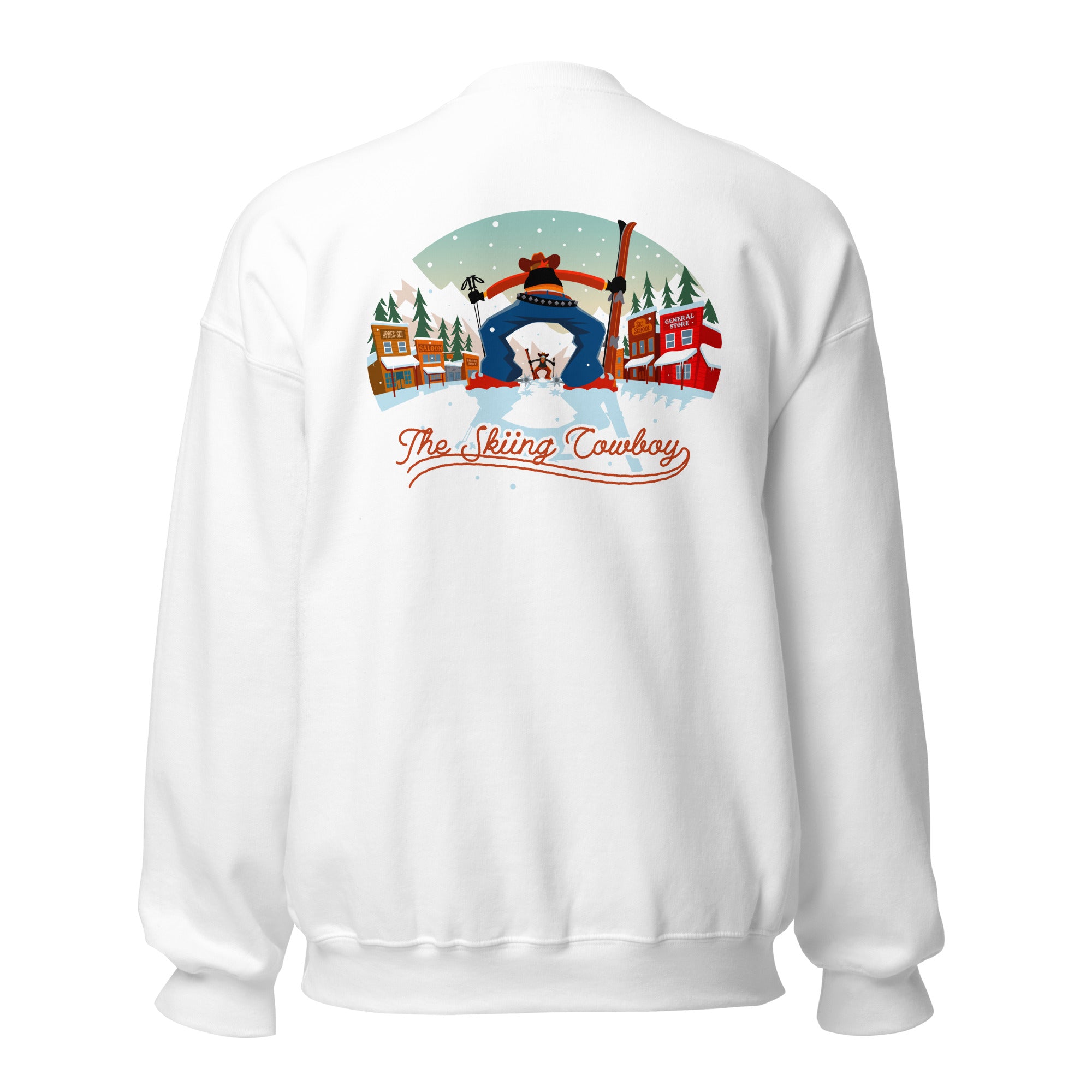Sweat Unisexe à Col Rond Ski Fight at OK Corral sur couleurs claires (face & dos)
