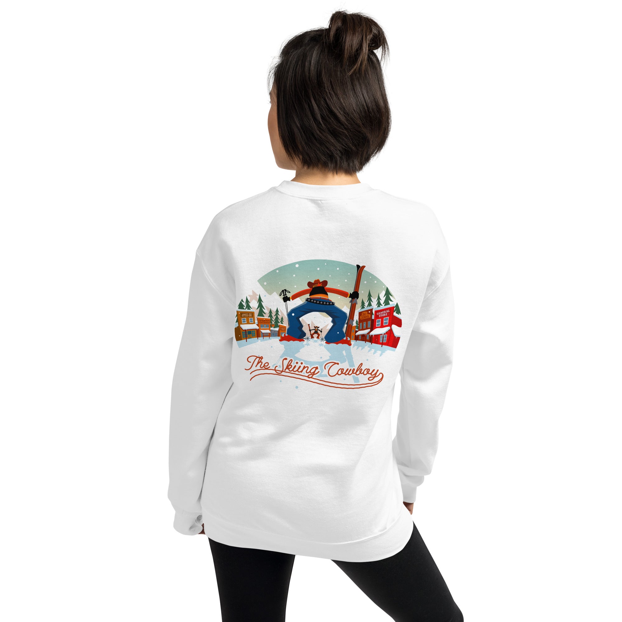 Sweat Unisexe à Col Rond Ski Fight at OK Corral sur couleurs claires (face & dos)