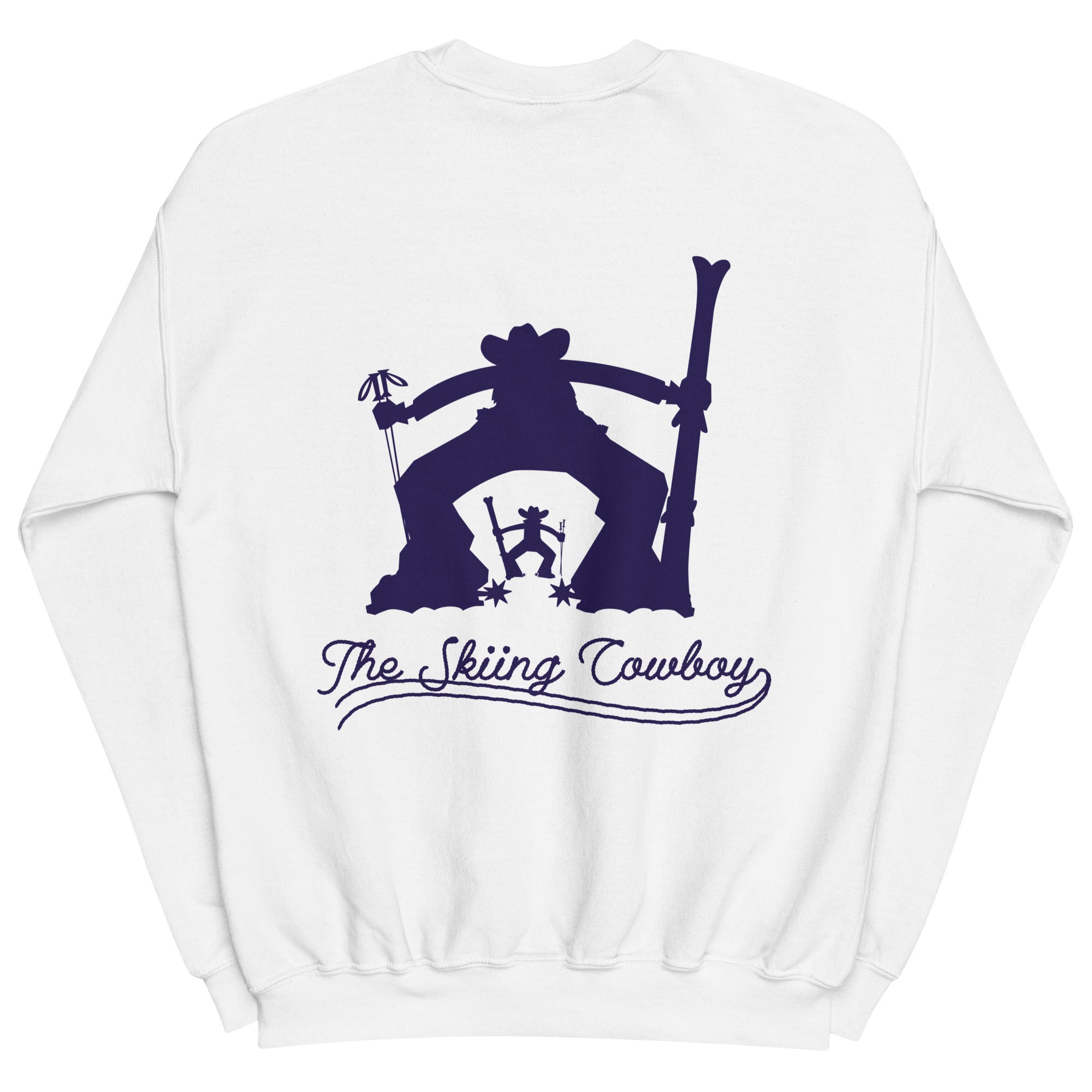 Sweat Unisexe à Col Rond Skiing Cowboy & Ski Fight at OK Corral Silhouette sur couleurs claires (face & dos)