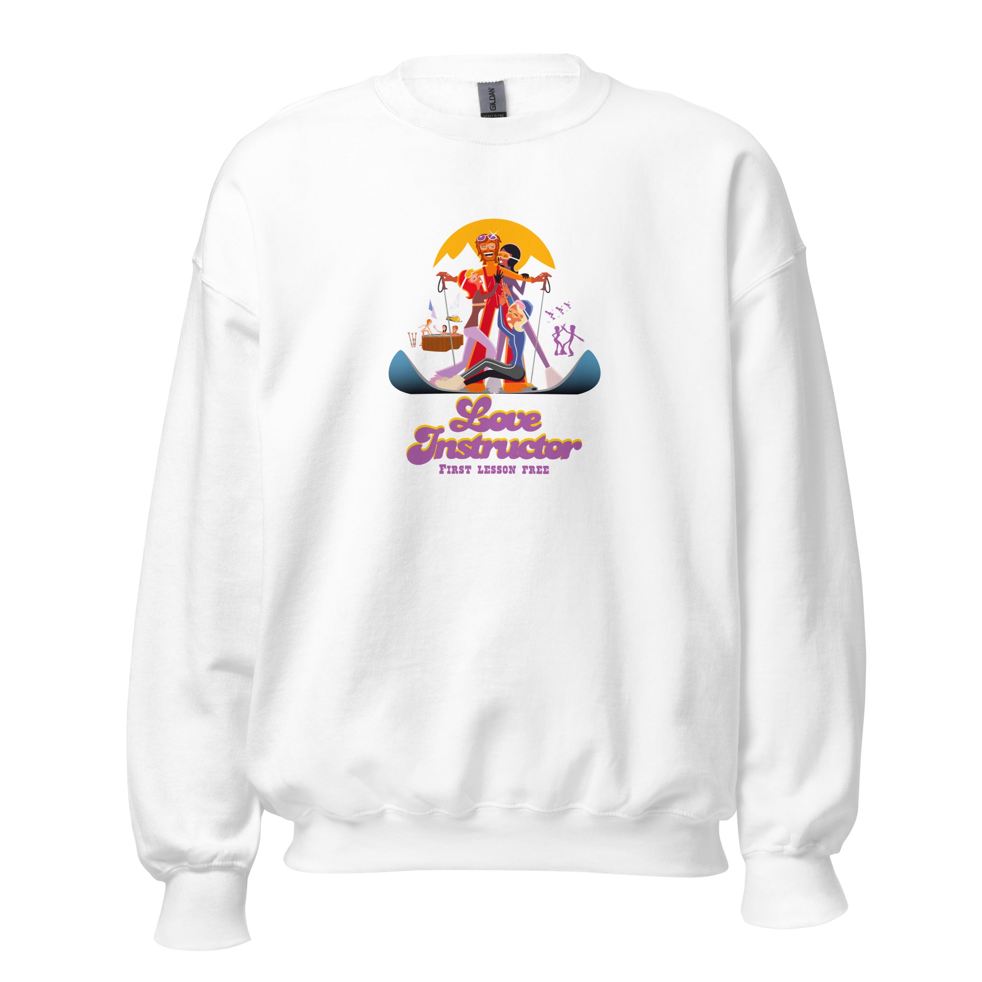 Sweat Unisexe à Col Rond Love Instructor First Lesson free sur couleurs claires