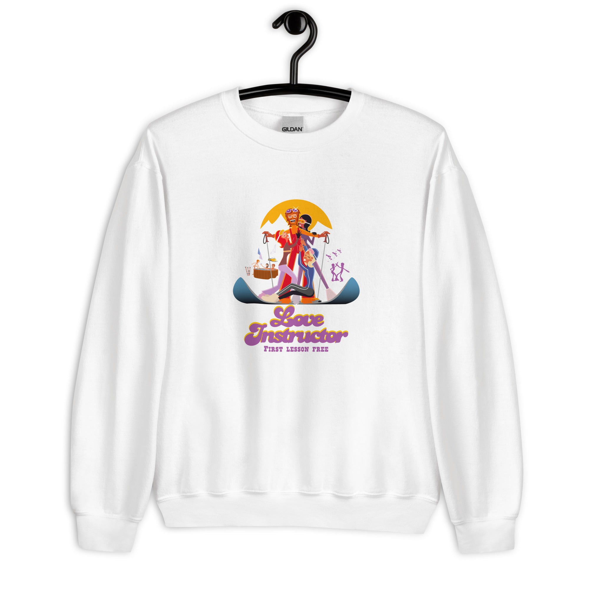 Sweat Unisexe à Col Rond Love Instructor First Lesson free sur couleurs claires