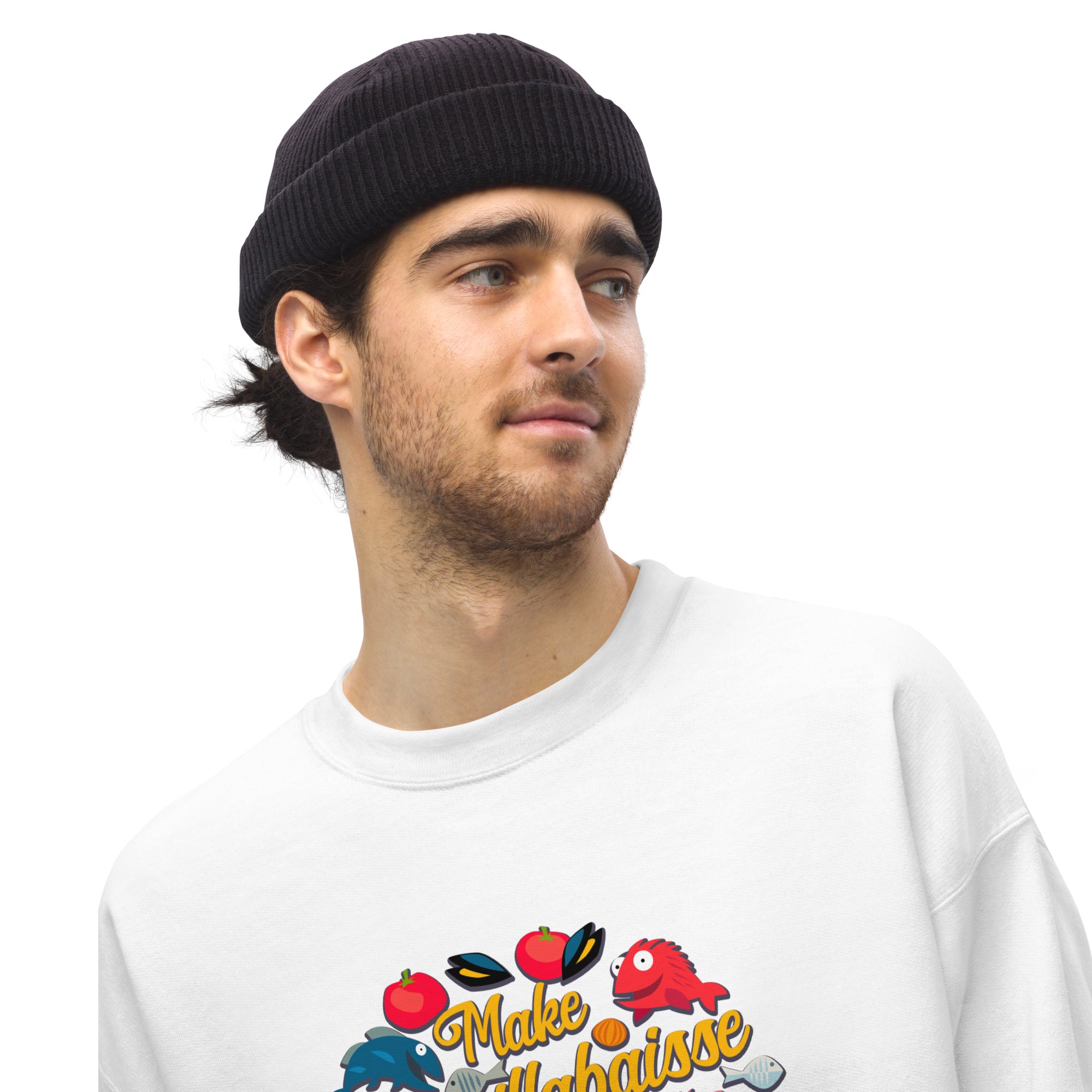 Sweat Unisexe à Col Rond Make Bouillabaisse Not War sur couleurs claires