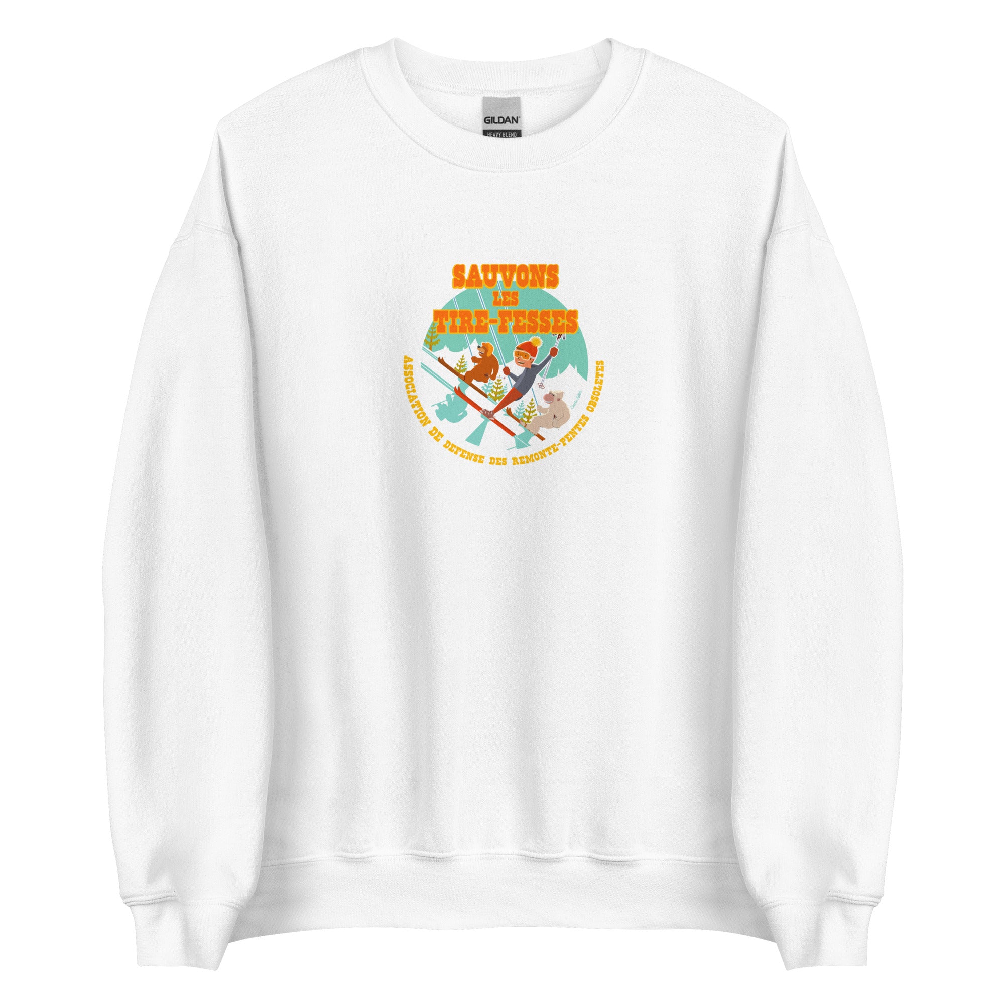 Sweat Unisexe à Col Rond Sauvons les Tires-fesses sur couleurs claires (face & dos)