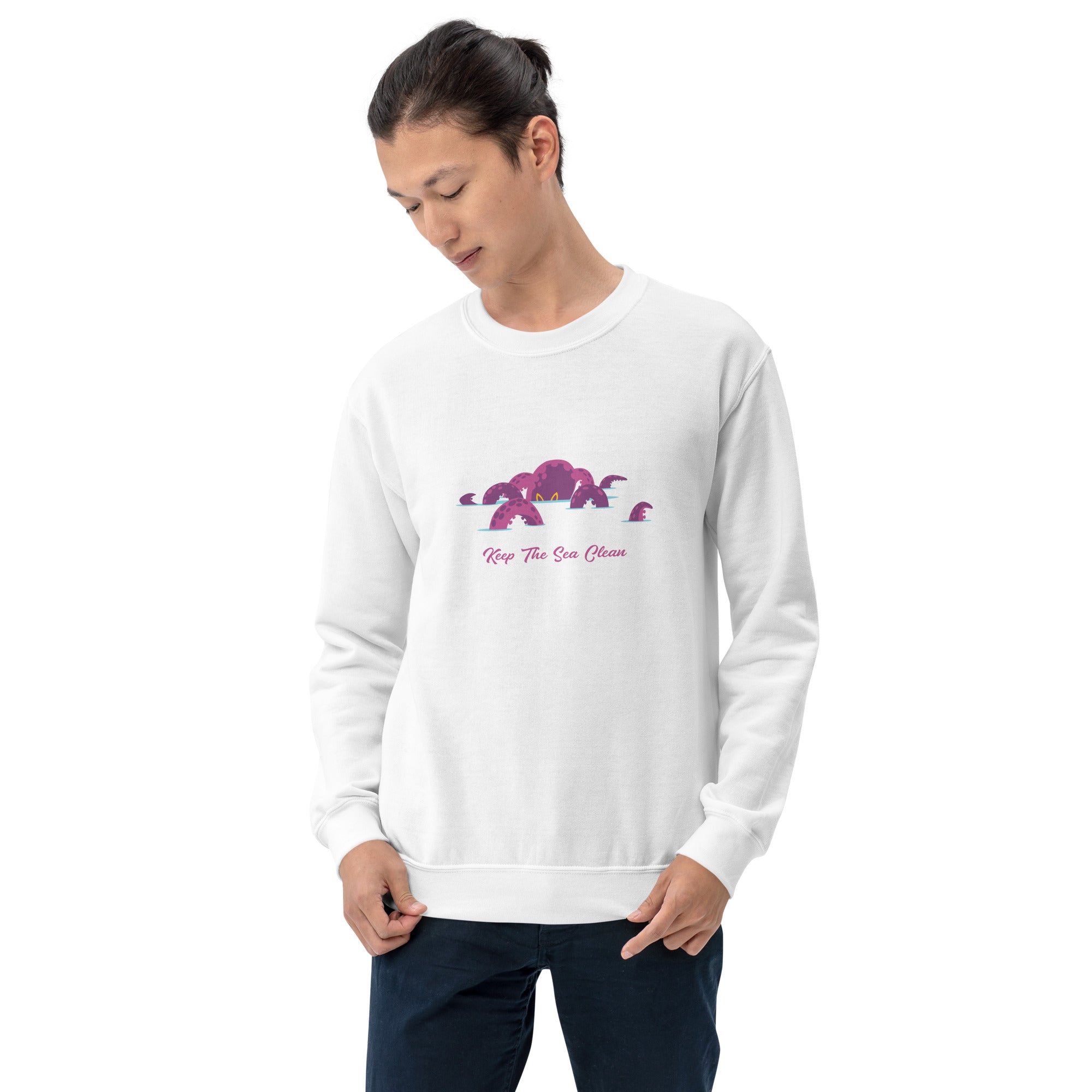 Sweat Unisexe à Col Rond Octopus Purple sur couleurs claires
