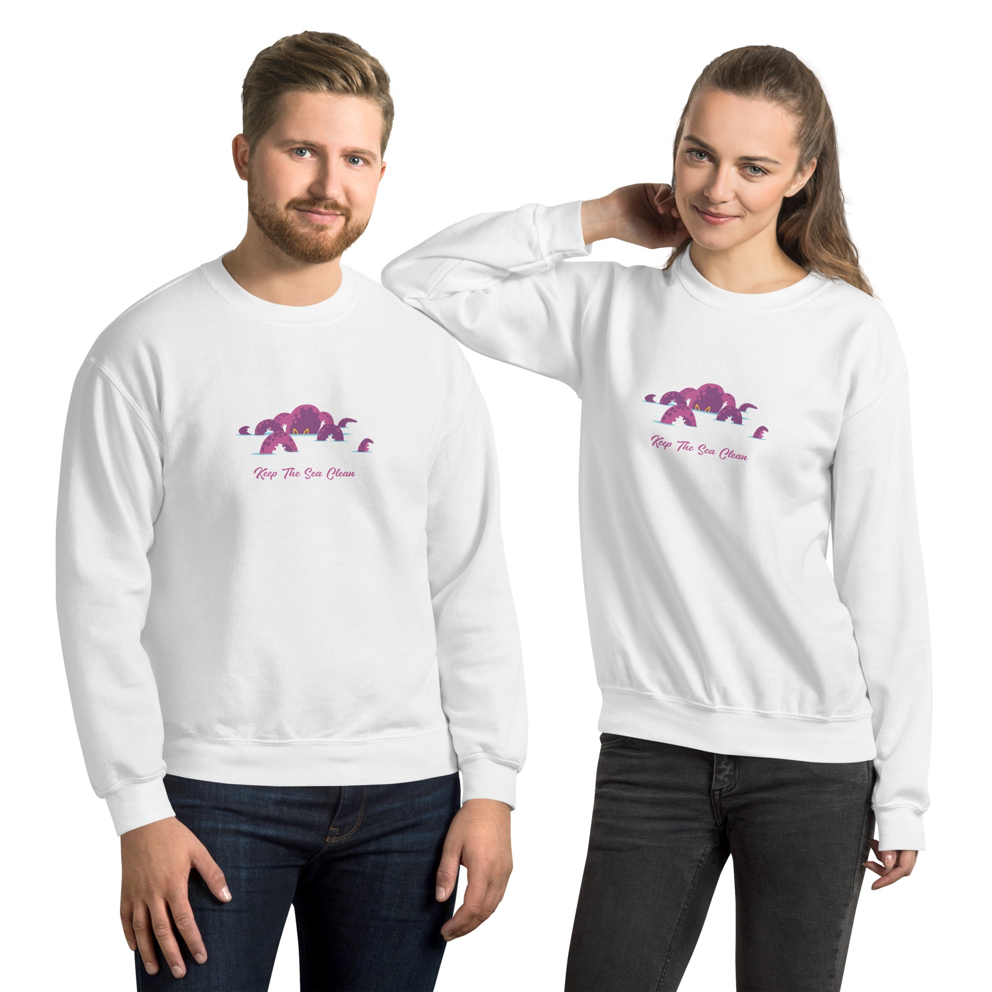 Sweat Unisexe à Col Rond Octopus Purple sur couleurs claires