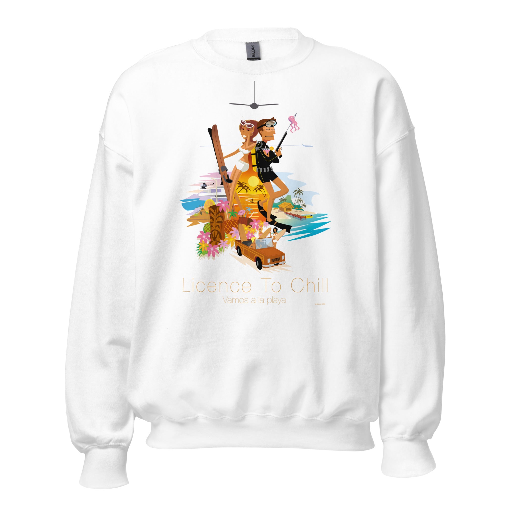 Sweat Unisexe à Col Rond License to Chill Vamos a la Playa sur couleurs claires